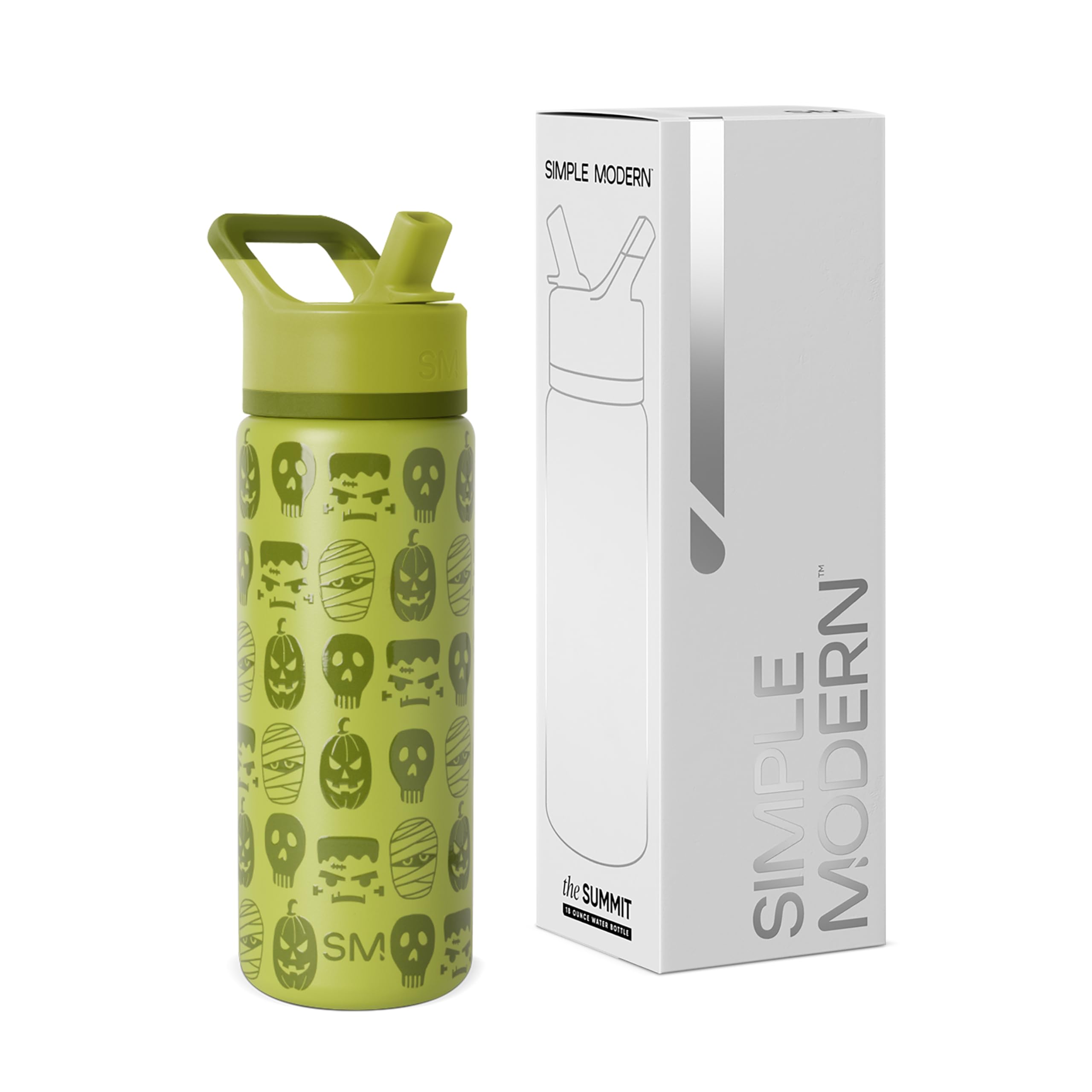Simple Modern Halloween Kids Summit Water Bottle with Straw Lid | 18oz Stainless Steel Cup Insulated Tumbler for Boys, Girls, Sc