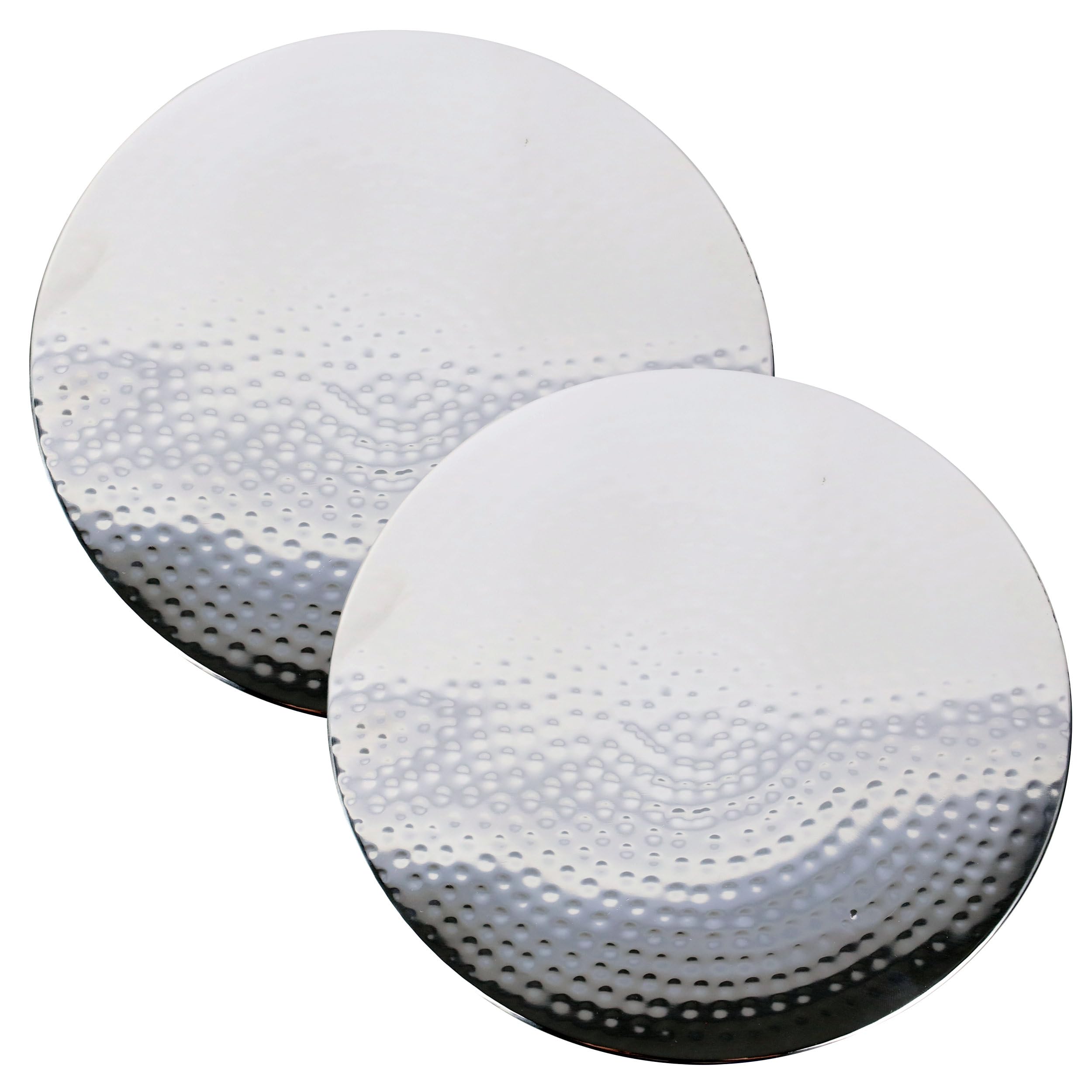 3Scompany Round Trivet - 8'' Diameter, 3/4'' Height - Stainless Steel Hand Hammered Dishwasher Safe Shiny With Ball Feet Rolled
