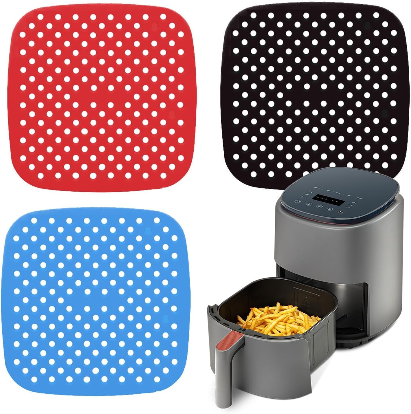 Tagpr Silicone Air Fryer Liners Non Stick Easy Clean Air Fryer Mats Parchment Paper Replacement For Air Frying Steaming Oven Bak