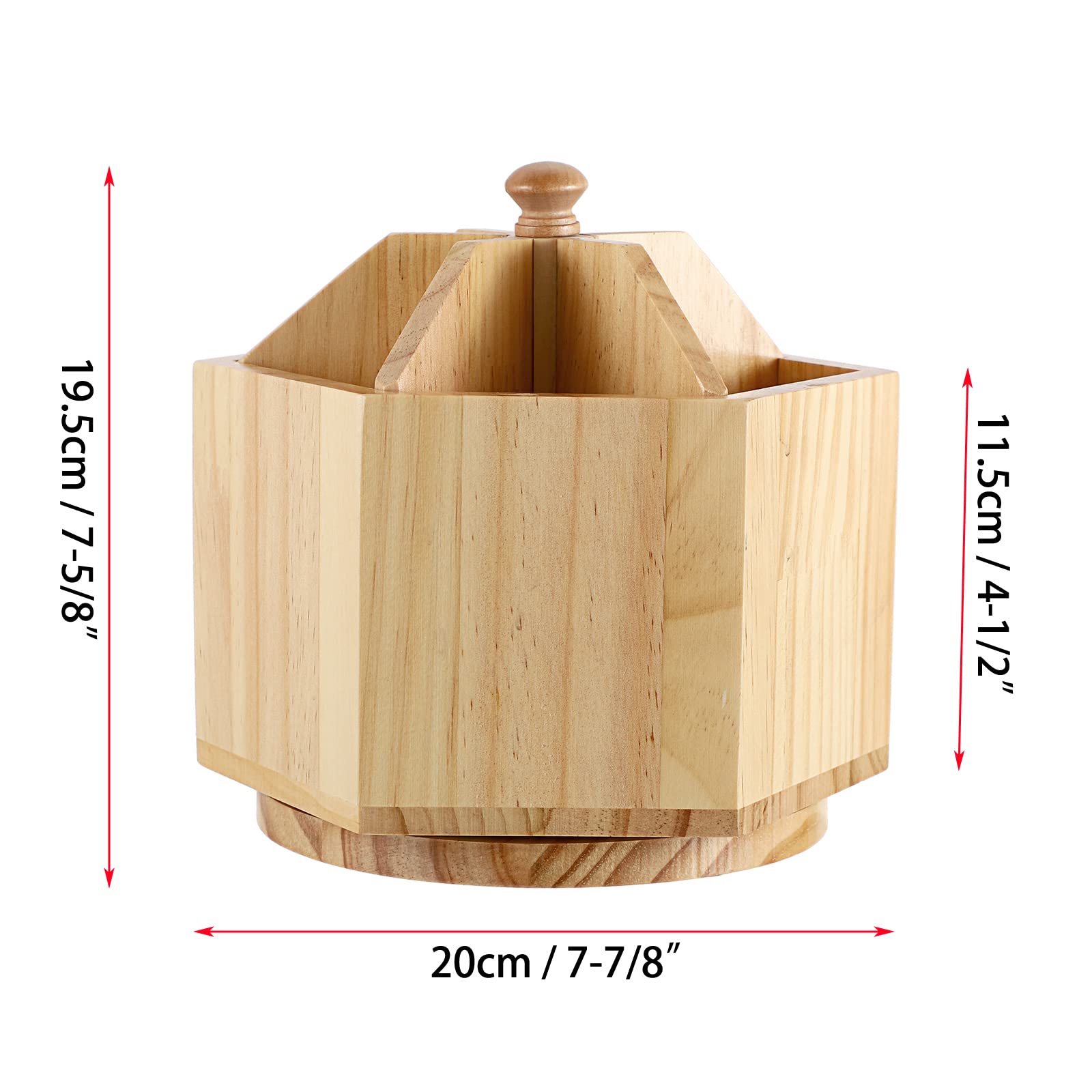 Juxyes Rotating Utensil Holder For Kitchen Countertop, Wood Utensil Organizer With Removable Divider, Rotatable Flatware Caddy C