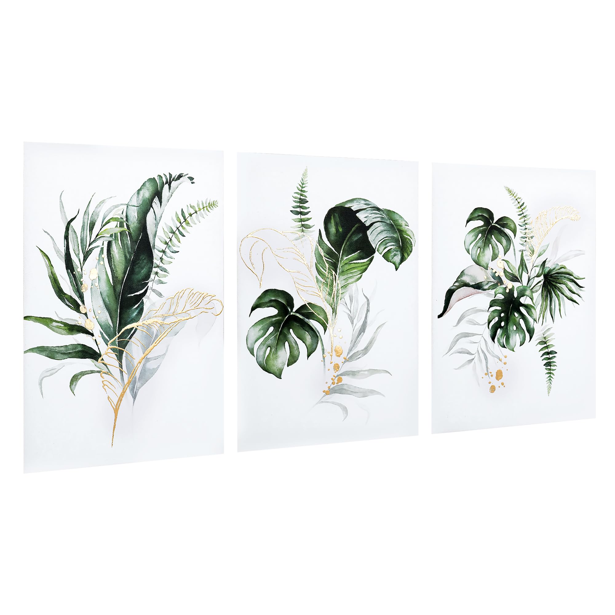 Artbyhannah Canvas Wall Art For Living Room Botanical Wall Art Gold Modern Wall Decor With Green Plant Prints For Bedroom Bathro