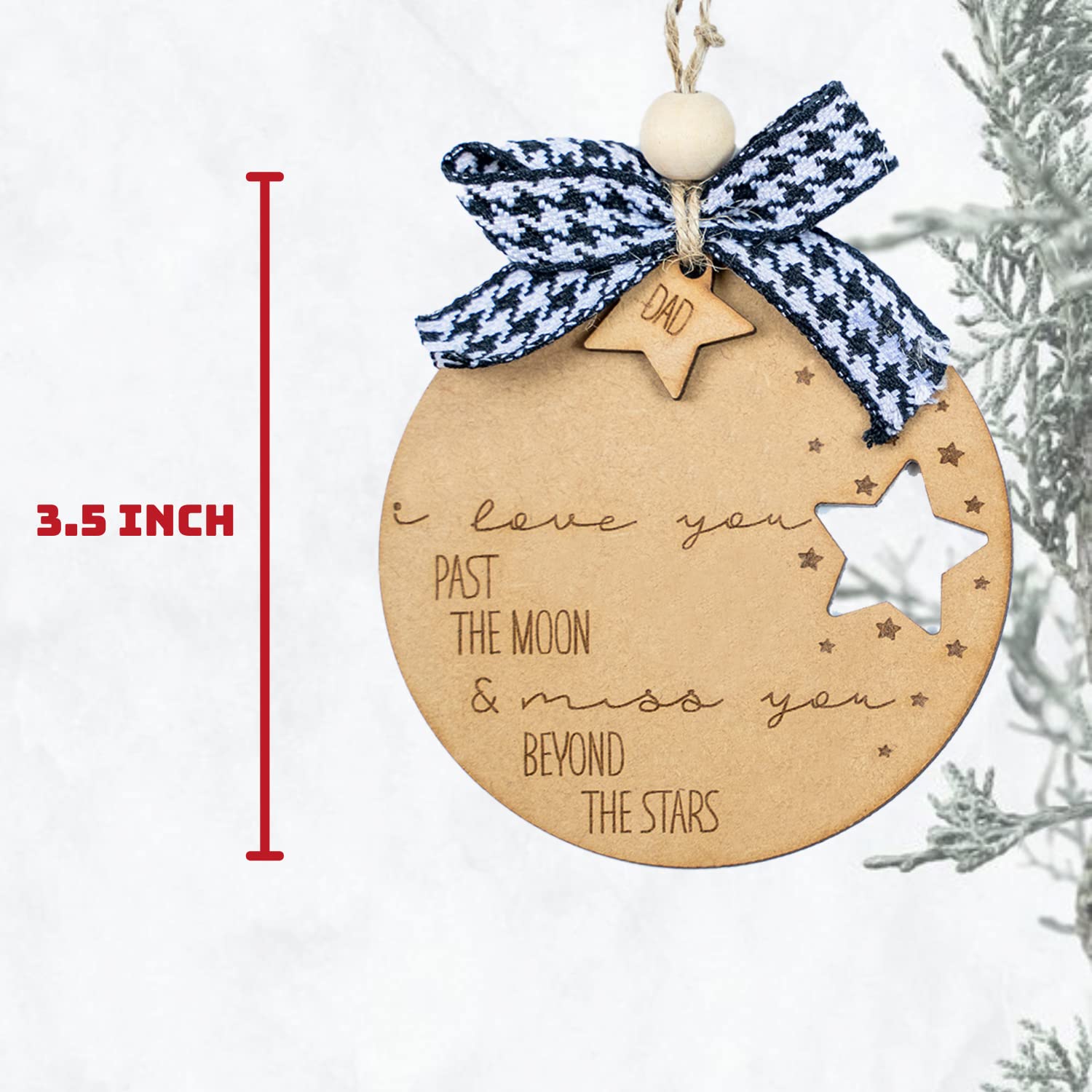 I Love You Past The Moon Wooden Memorial Christmas Ornaments - Dad Memorial Sympathy Gifts for Loss