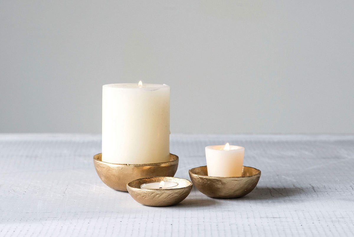 Gold Decorative Cast Aluminum Bowls (Set Of 3 Sizes)