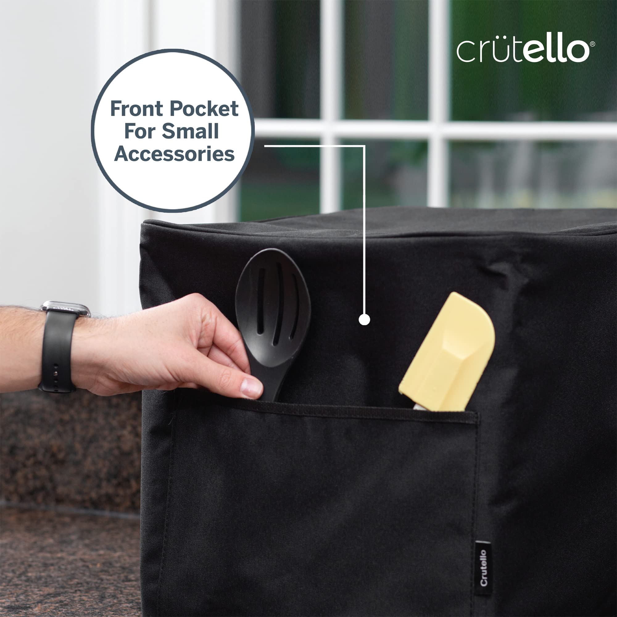 Crutello Air Fryer Cover With Storage Pockets For 4 Quart Fryer, Air Fryer Storage Bag - Small Appliance Dust Covers - Black Air