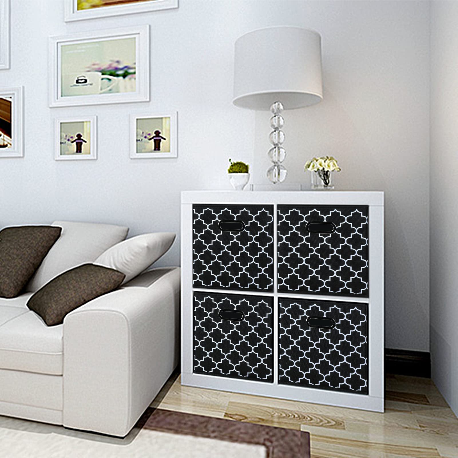 Sevendome Fabric Cloth Storage Bins,Fabric Cube Organizer With Dual Handles Foldable Cube Storage Baskets For Home Bedroom Stora