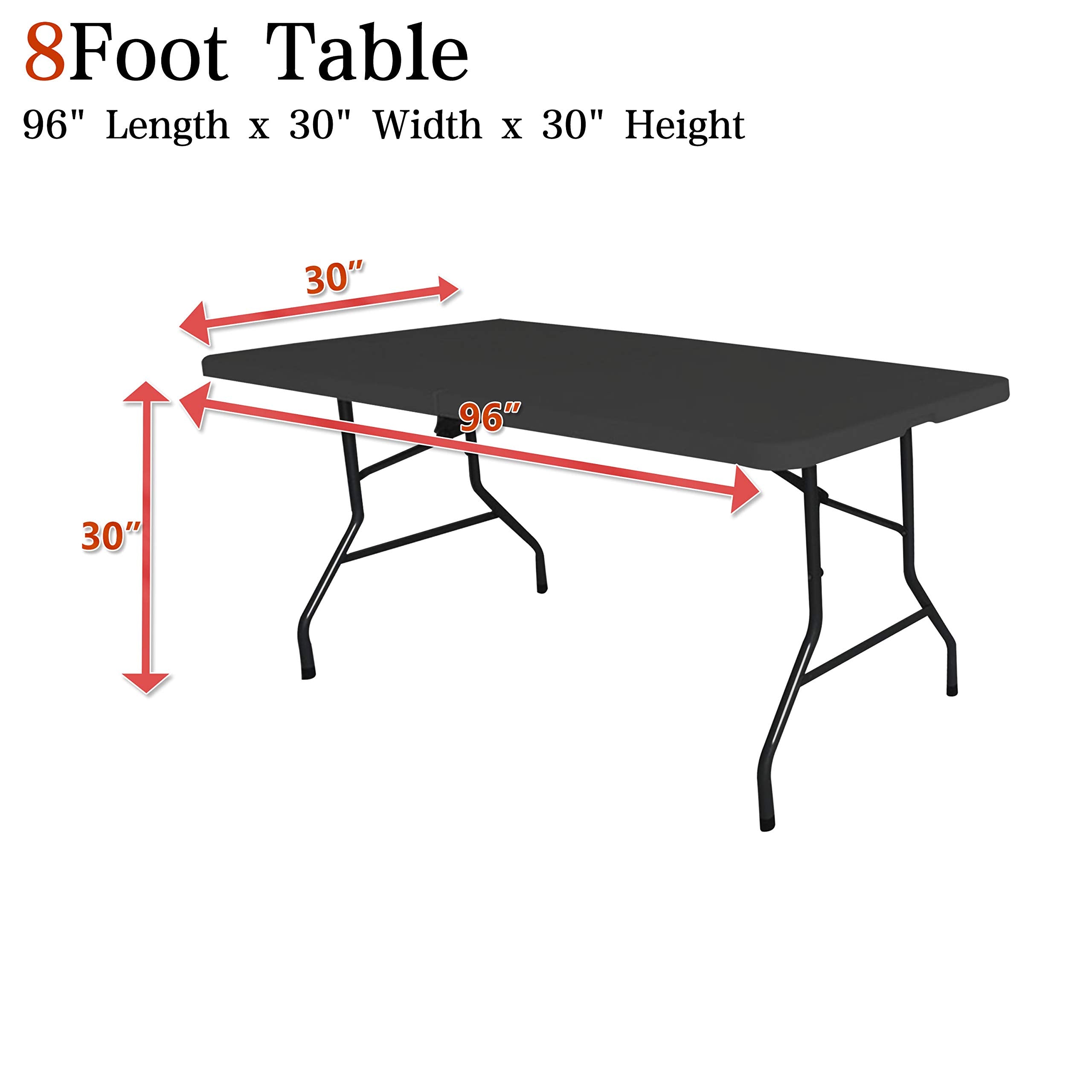 Obstal 8Ft Stretch Spandex Table Cover For Standard Folding Tables - Universal Rectangular Fitted Tablecloth Protector For Party