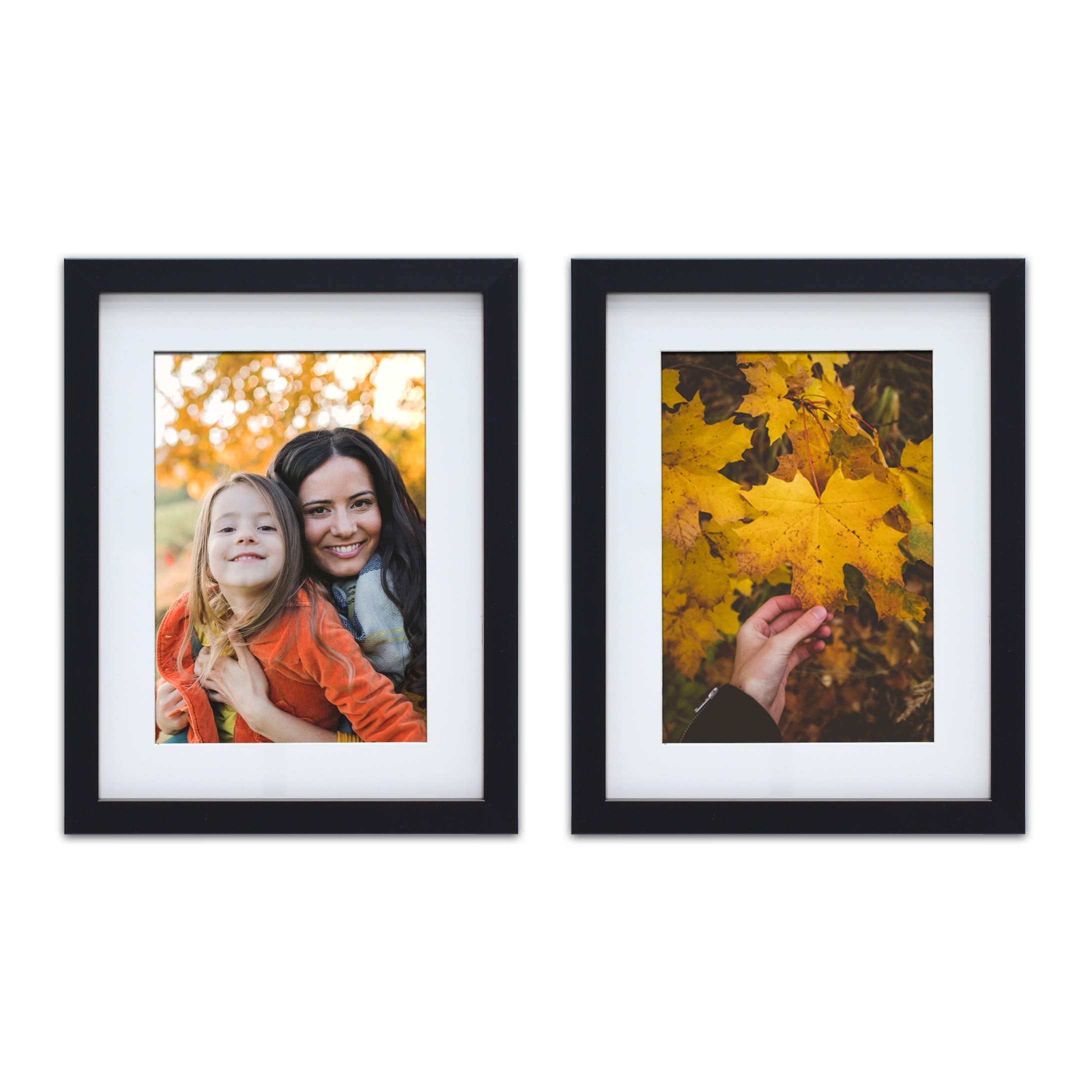 Mimosa Moments Gallery Picture Frame Wall Set With Art Prints And Paper Matt, Good For Two 5X7 Photos (Black, Set Of 2-5X7'')