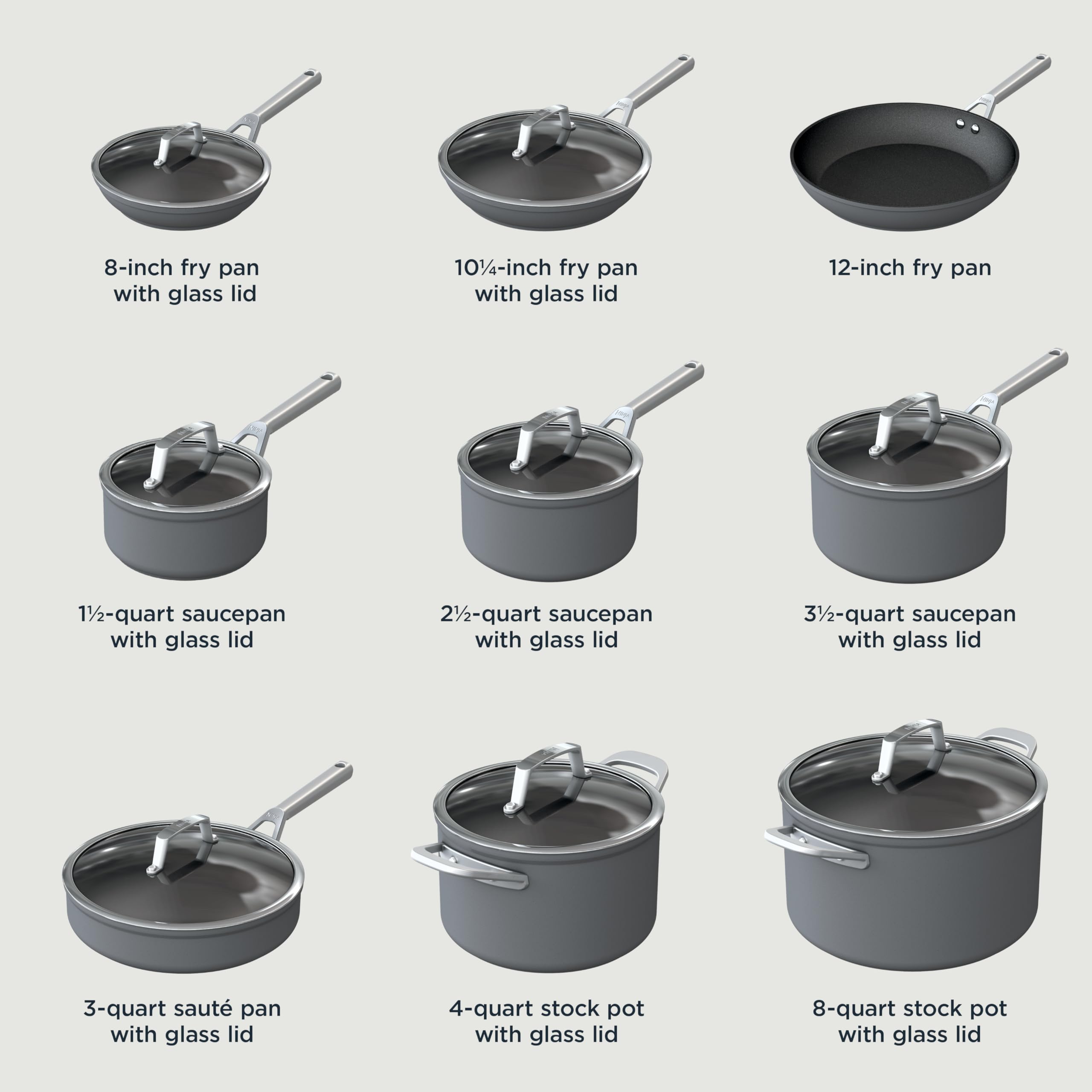 Ninja Cookware, Ninja NeverStick Premium, 16-Piece Pots and Pans Set, Non Stick Frying Pans, Kitchen Essentials, Stock Pot, Sauc