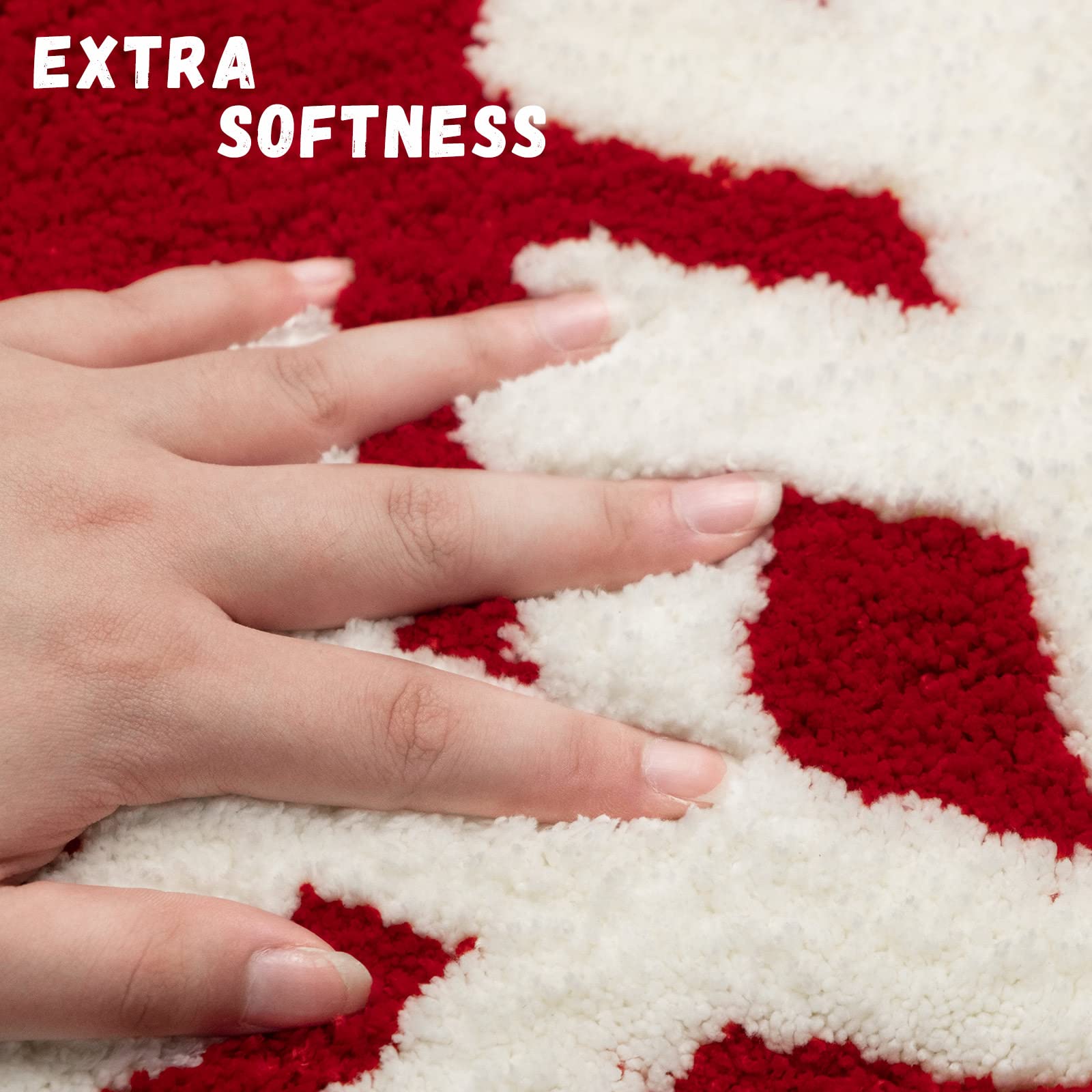 Christmas Bathroom Decor Red Bathroom Rugs Cute Bath Mat Non-Slip White Snow Christmas Home Decorations Microfiber Absorbent Sho