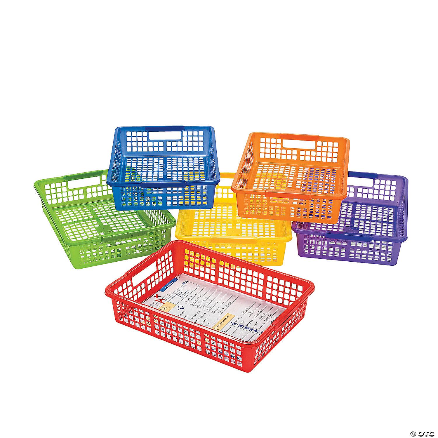 Plastic Basket Classroom Organization, 6 Baskets With Handles, Assorted Colors, Classroom, Toy Room, Office Organization Made Co