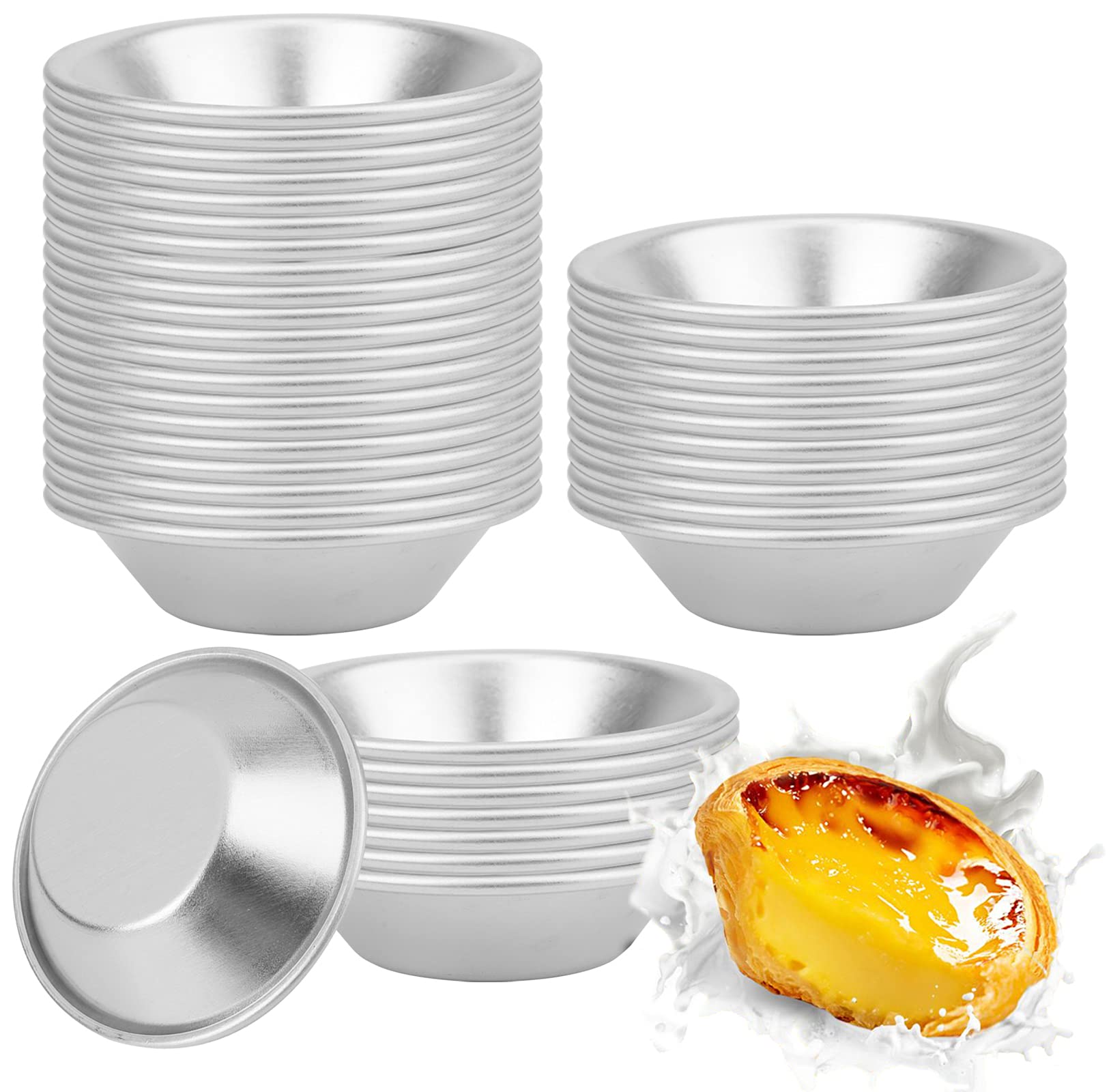Yesland 40 Pack Egg Tart Mold, Tiny Pie Tartlets Dessert Mold & Pudding Mold, Resuable Baking Cups For Cupcake, Pie & Cookie(Alu