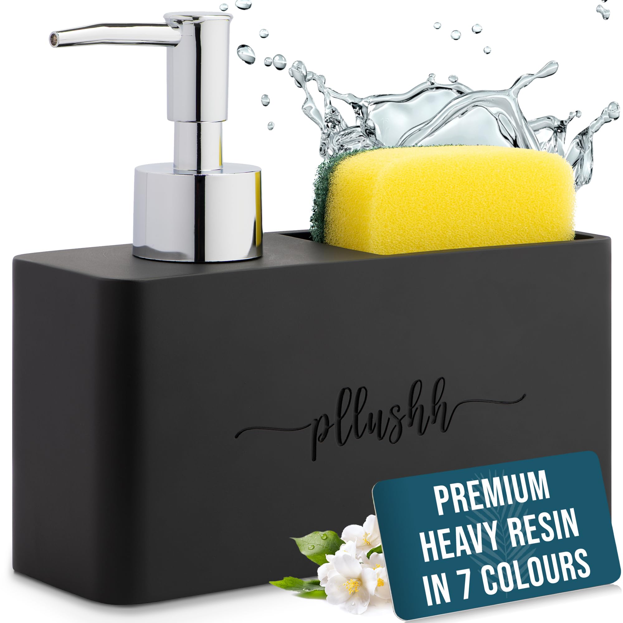 Pllushh Resin Liquid Soap Dispenser For Bathroom Set (Blue Terrazzo) - Dispenser Set For Bathroom Accessory, Soap Dispenser Hold