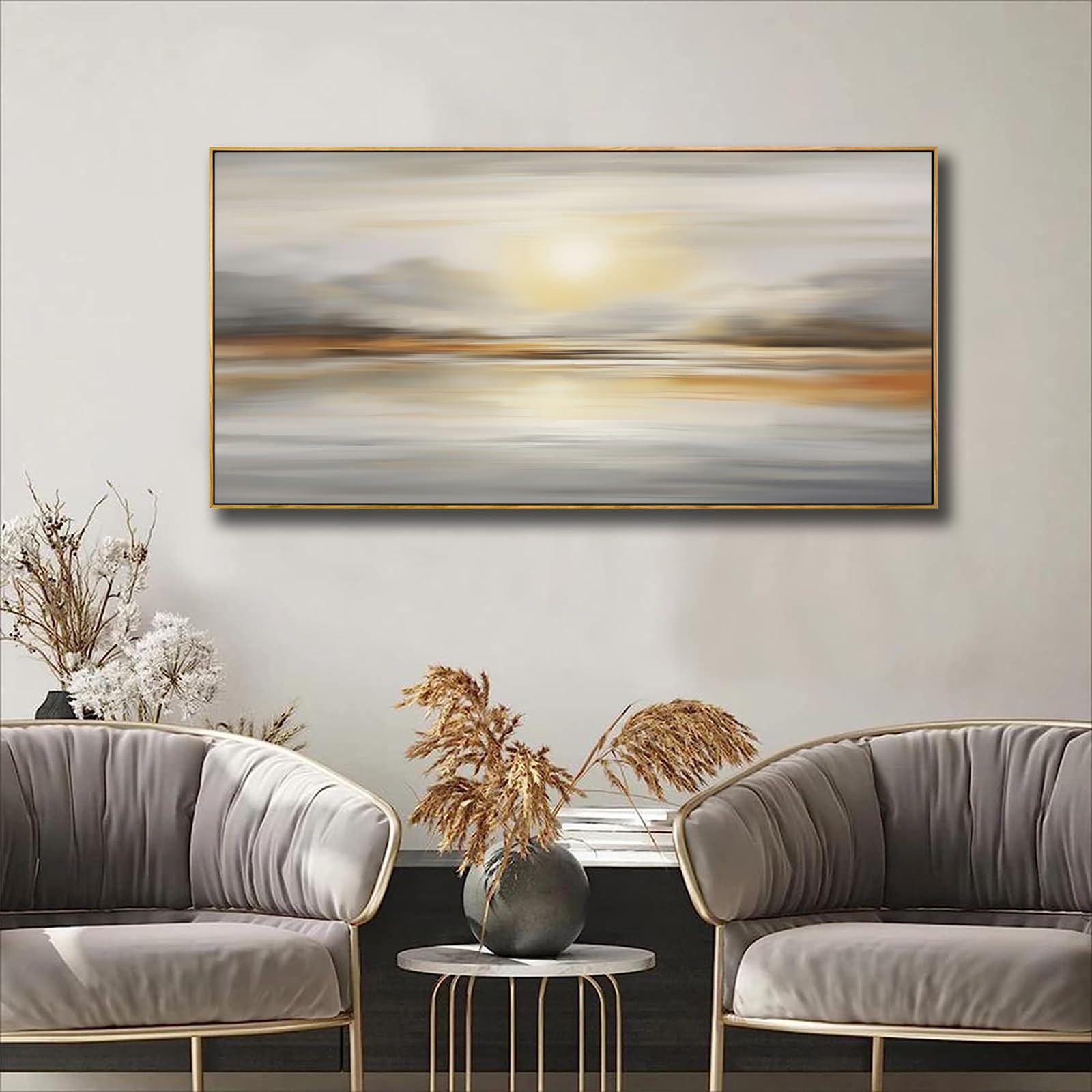 Framed Wall Art Abstract Seascape Canvas Printing Wall Decor Artwork For Living Room Bedroom Dining Room Home Office Decor 20X40