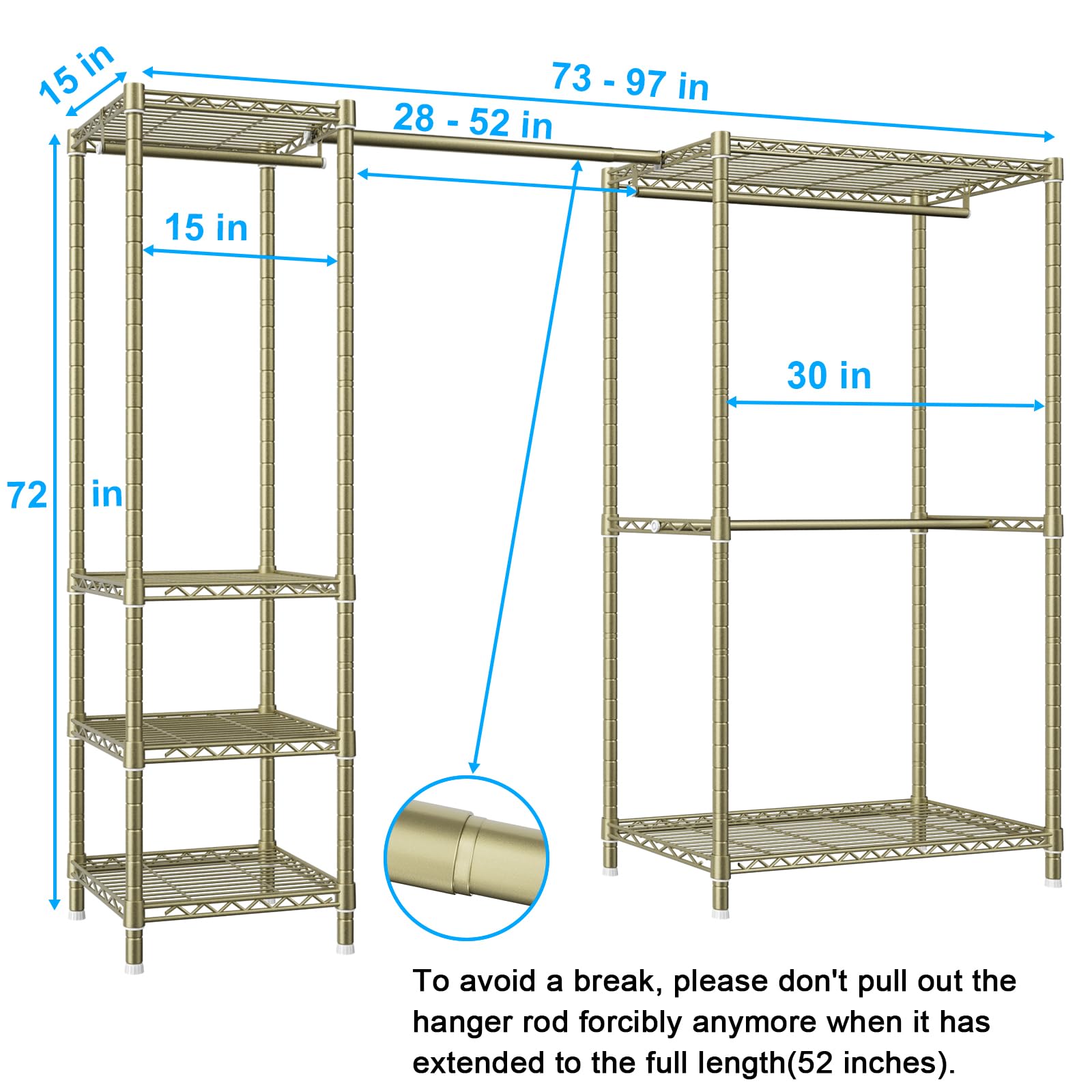 Ulif E10 Clothes Rack(With Stretchable Hanger Rod)Freestanding Clothing Racks For Hanging Clothes