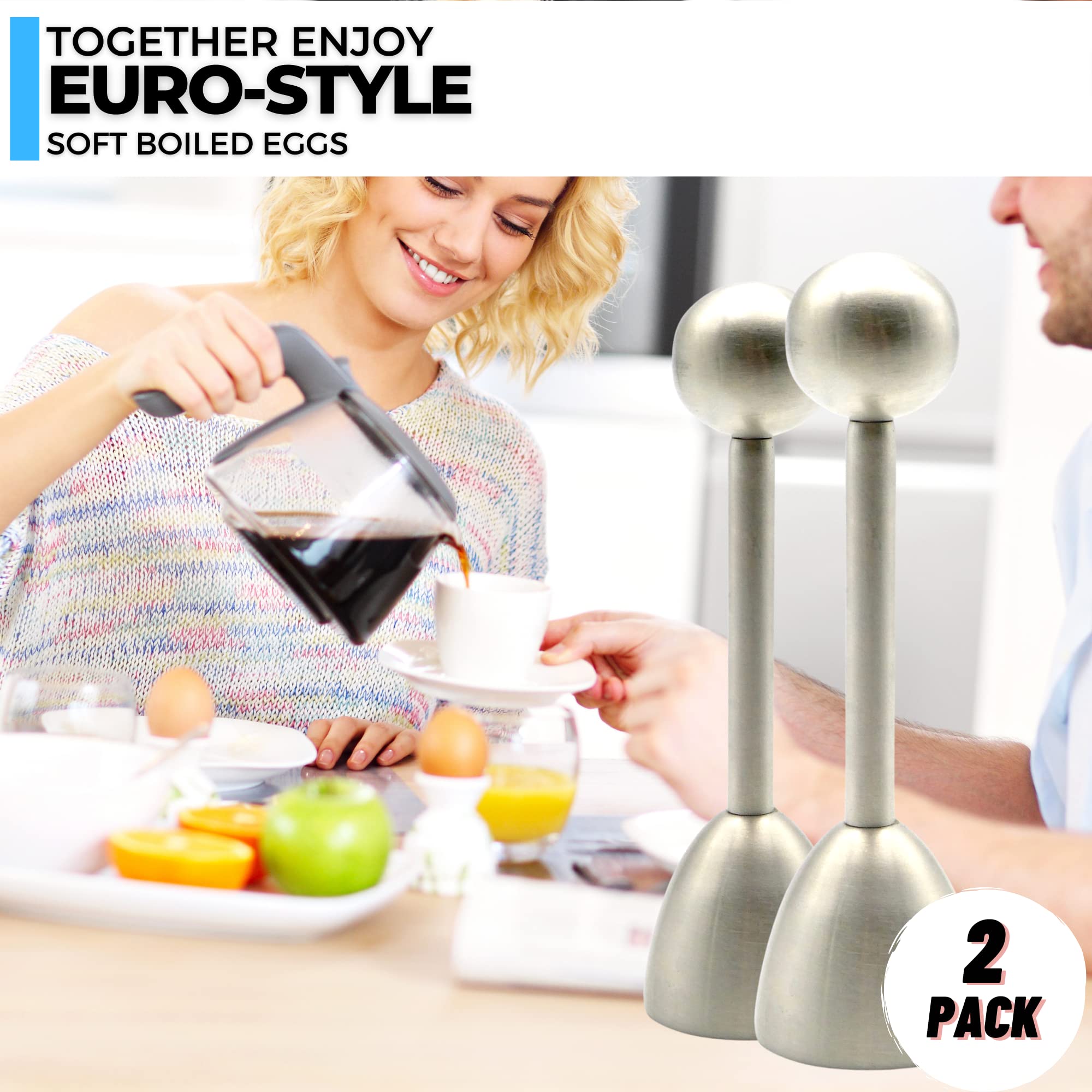 Ico Set Of 2 Stainless Steel Egg Toppers, Perfect Egg Opener For Soft Boiled Eggs, Egg Cracker For Hard Boiled Eggs, Pack Of 2