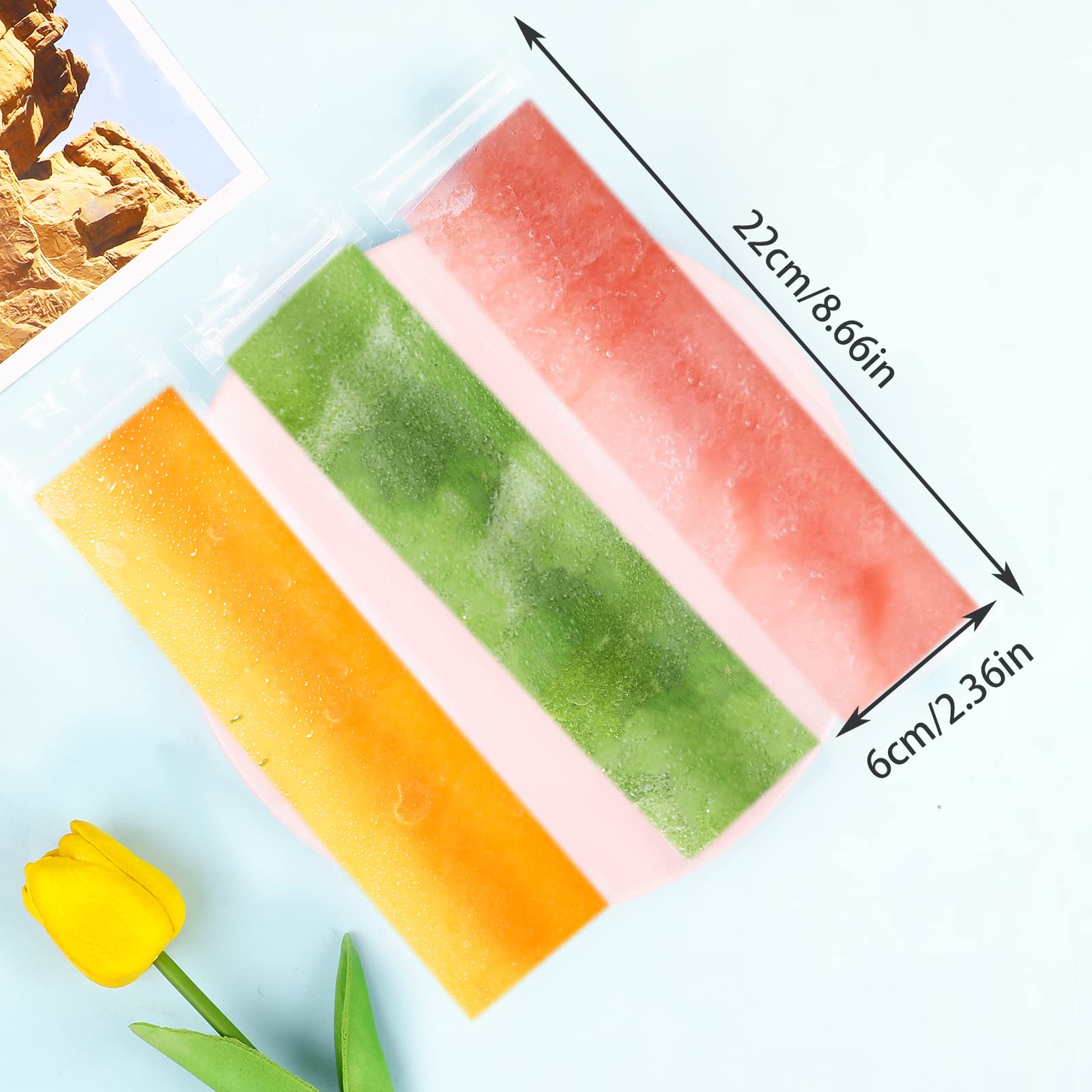 Lomimos 100Pcs Recyclable Ice Popsicle Mold Bag,Bpa Free Freezer Tubes With Zip Lock Seal Funnel For Healthy Snack Yogurt Stick