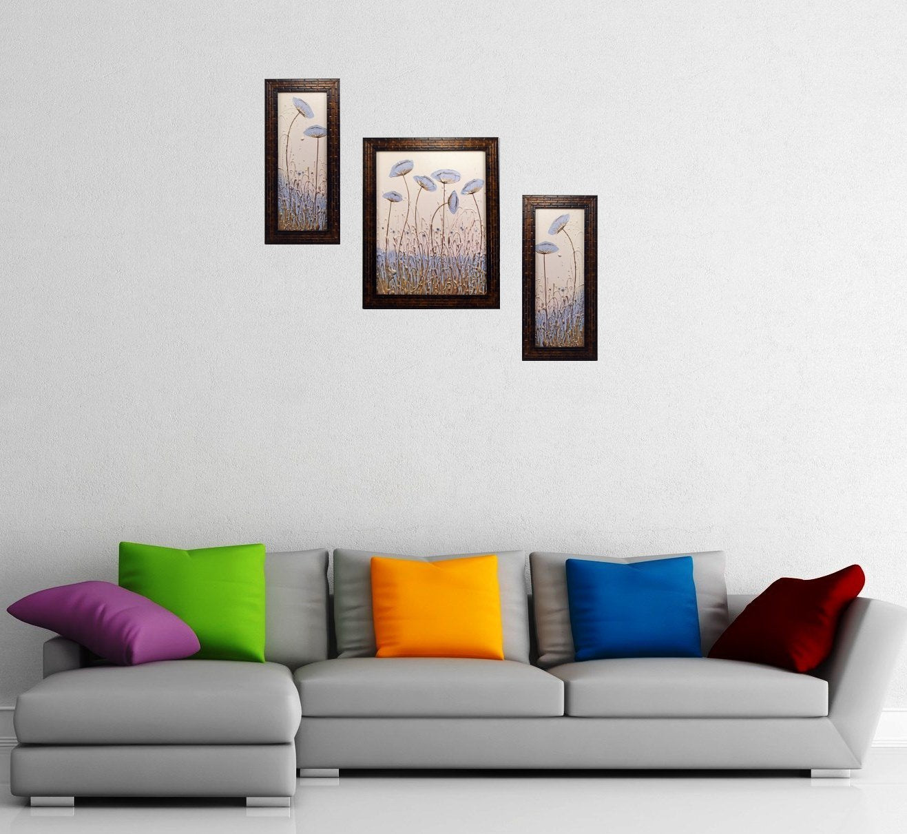 Indianara 3 PC Set of Floral Paintings (multicolor1093)