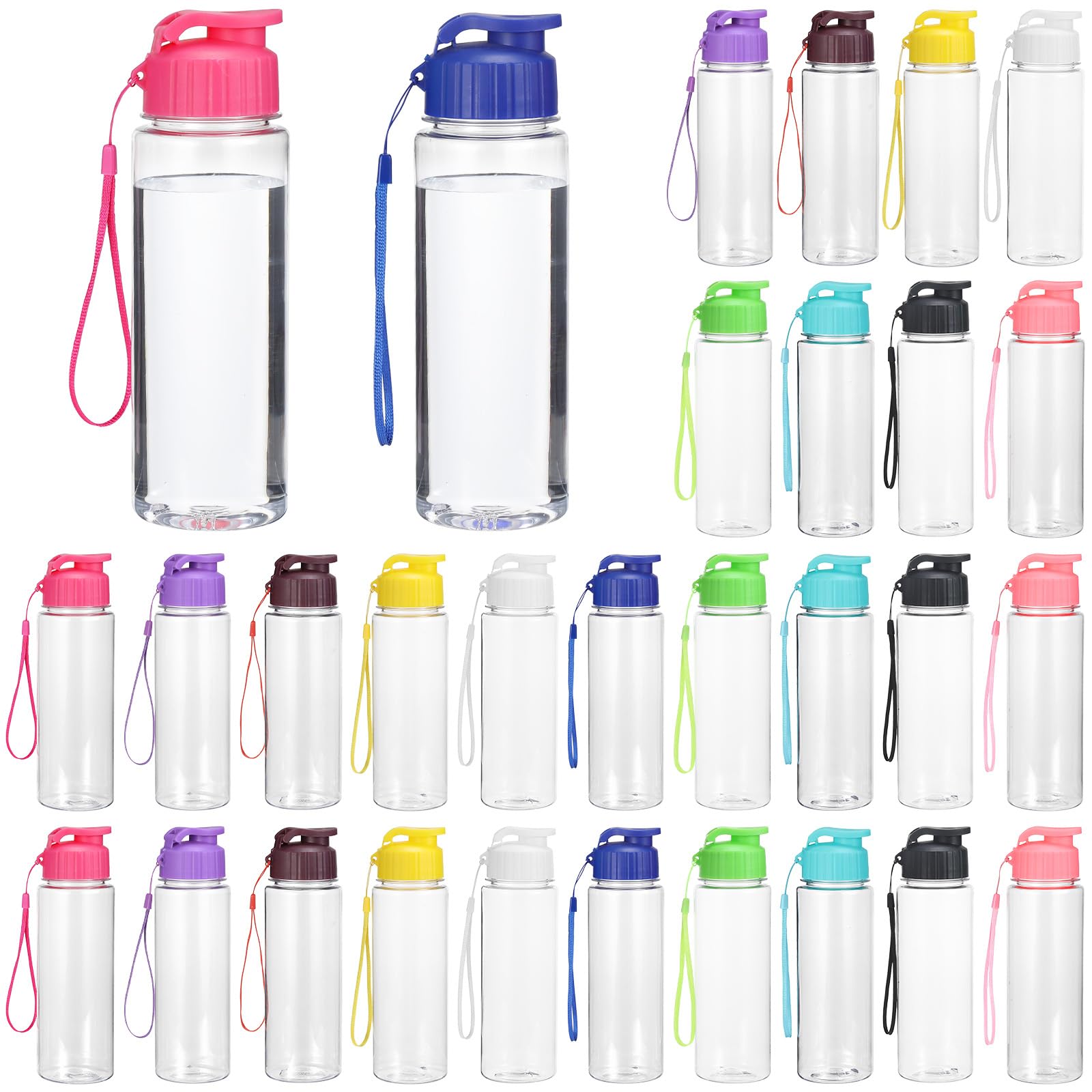 30 Pcs Plastic Water Bottle Bulk, 17 oz Sports Reusable Large Water Bottles