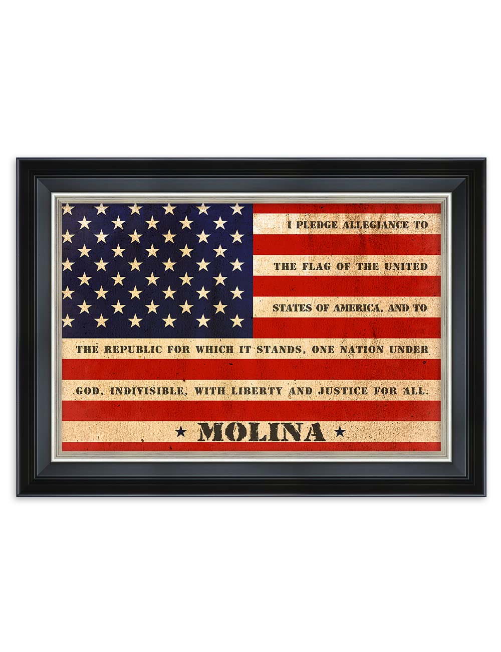 Ipic - American Flag Personalized Framed Wall Art With Names And Date On, Giclee Prints With Solid Wood Frame, Customized Gift A