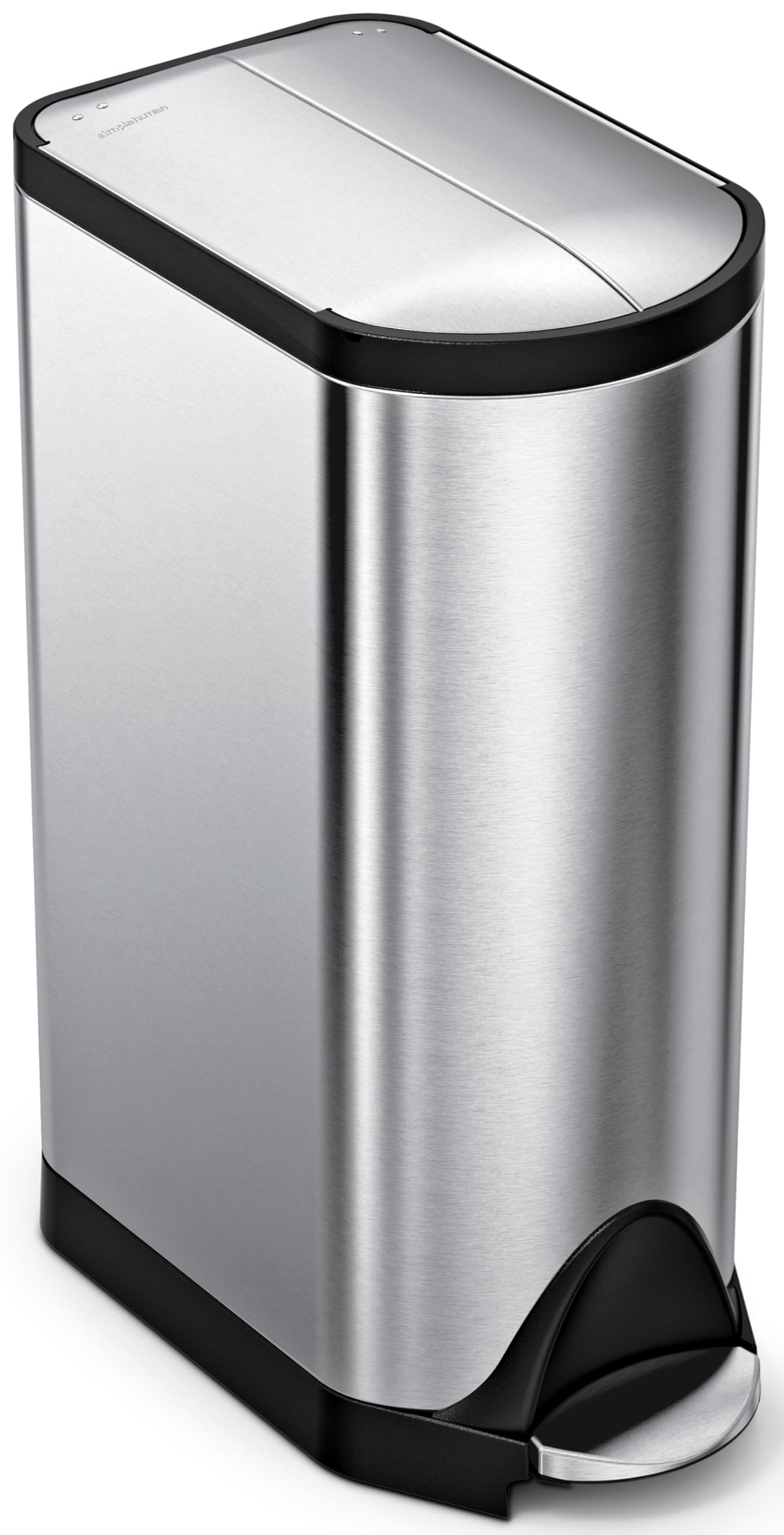 Simplehuman 30 Liter / 8 Gallon Butterfly Lid Kitchen Step Trash Can, Brushed Stainless Steel