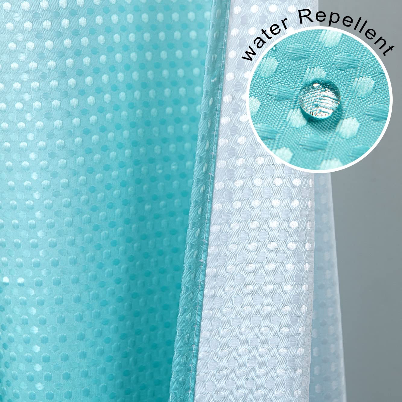Mrs.Naturall Teal Shower Curtains For Bathroom,Bath Small Stall Shower Curtain Liner With Hooks Sets,36 X 72In,Aqua Turquoise