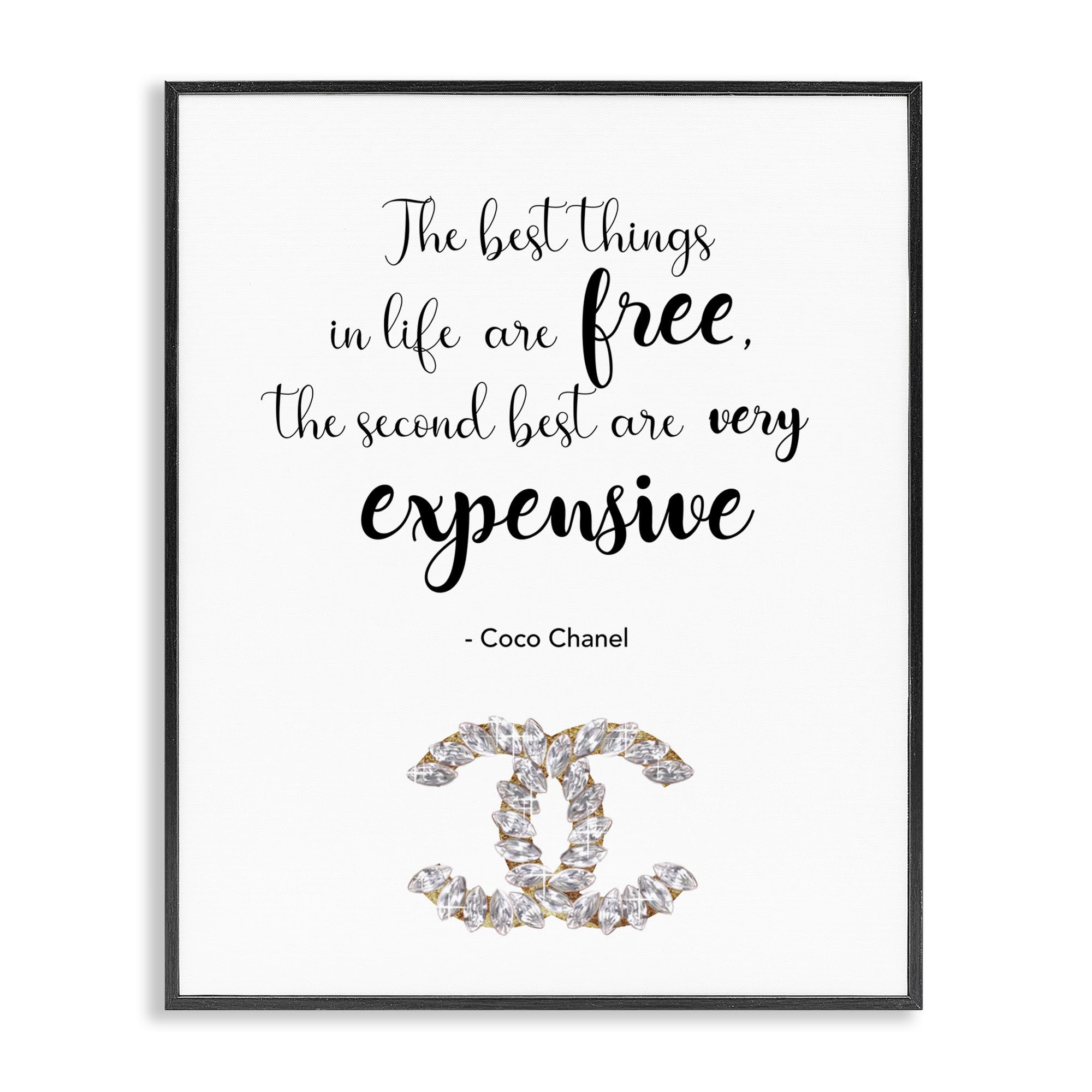 Stupell Industries Second Best Things In Life Quote Fashion Brand Glam Text, Designed By Ziwei Li Wall Art, 11 X 14, Black Frame