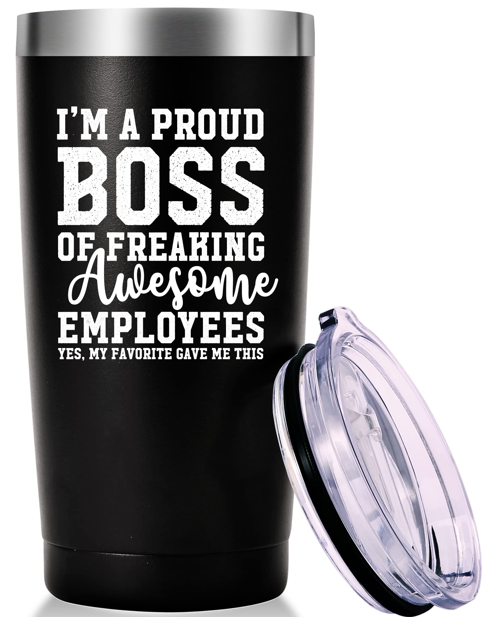 Amzushome I Am A Proud Boss Travel Mug Tumbler.Funny Boss Day,Office Gifts.Moving Appreciation Retirement Birthday Christmas Gif
