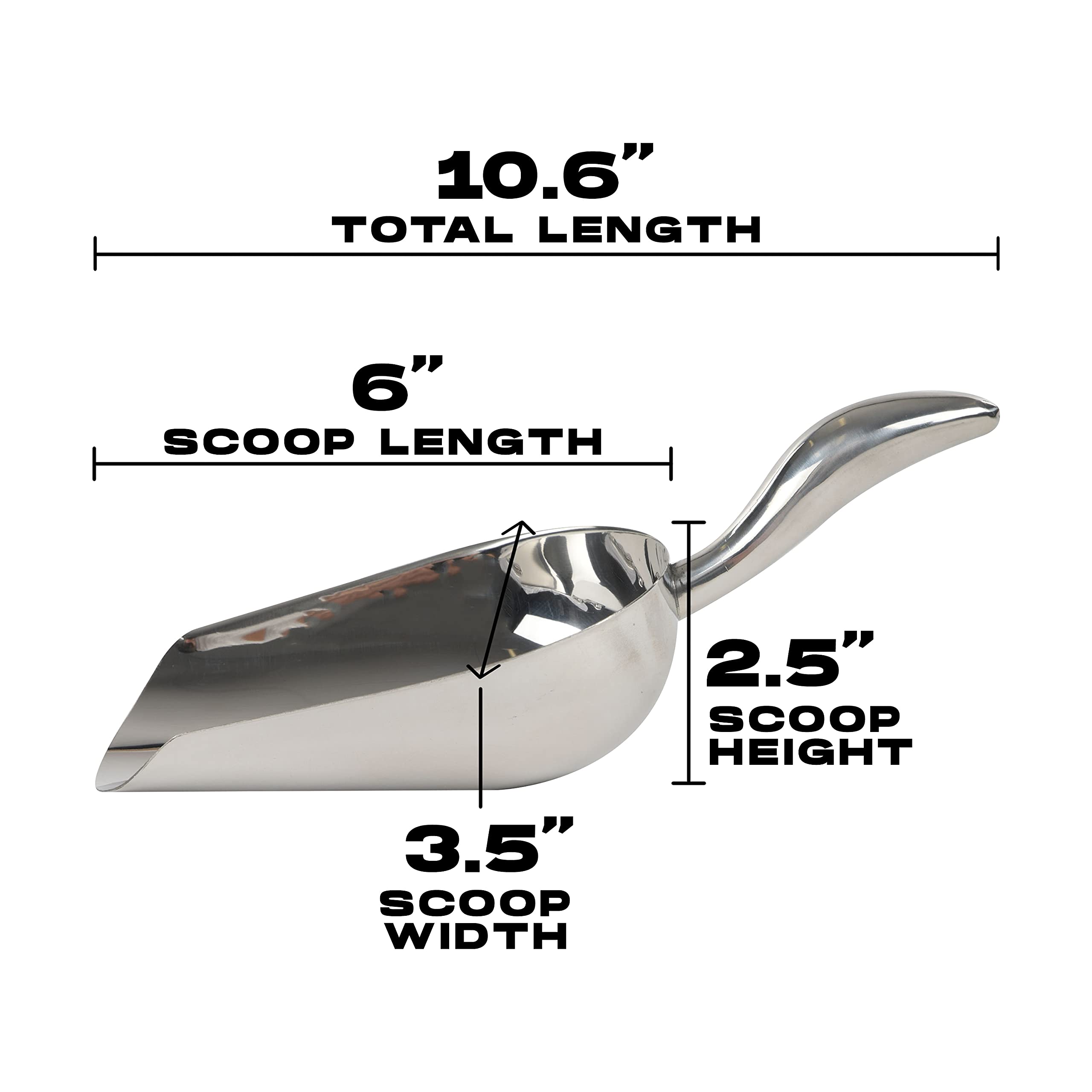 Lemonsoda Stainless Steel Utility Ice Scoop - 14 Ounces - Rustproof Metal - Great For Bar, Ice, Flour, Coffee, Containers - Bar