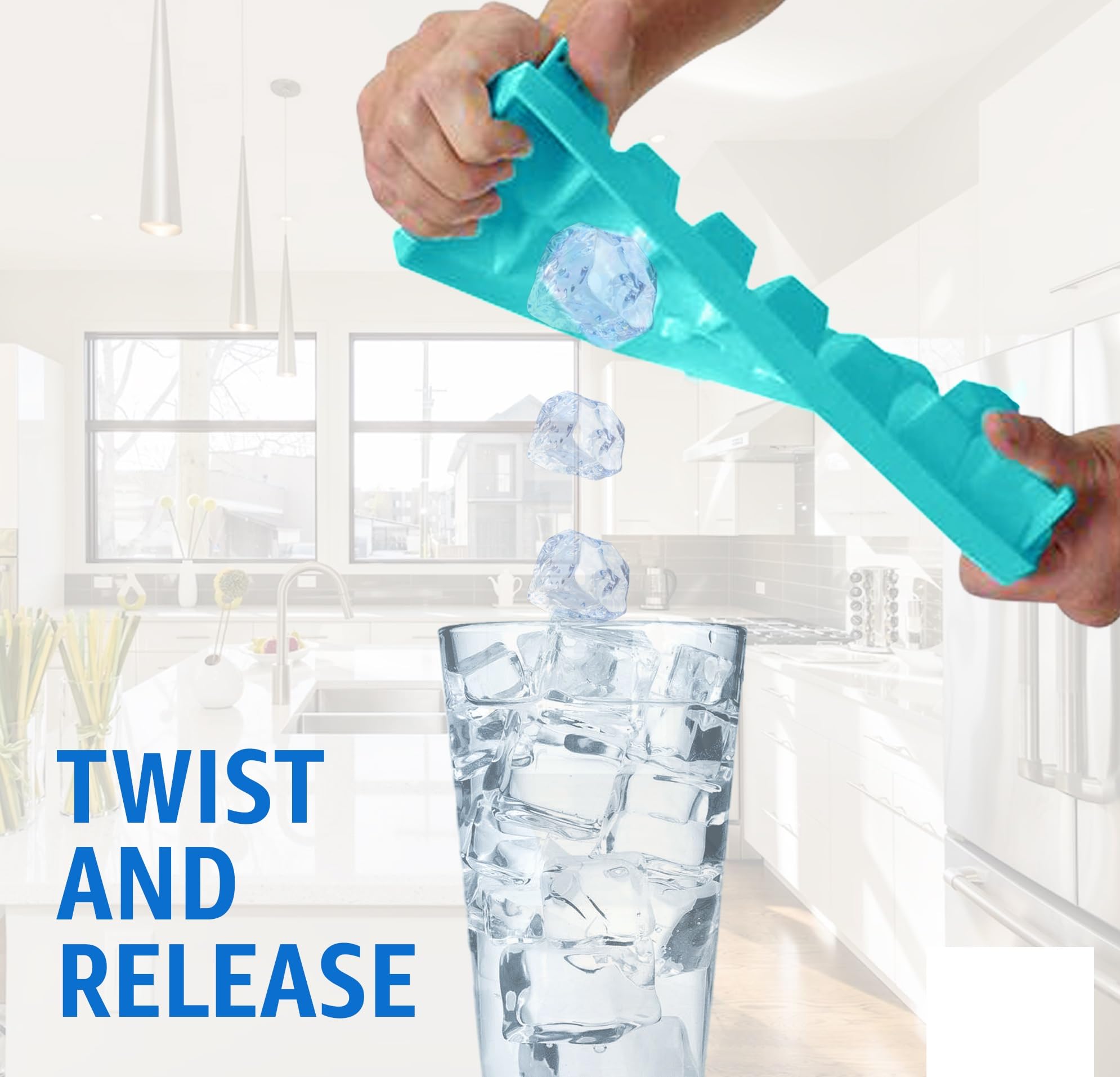 Aashu Ice Tray,Ice Cube Tray For Freezer,14 Cube,Green, 3 Pieces