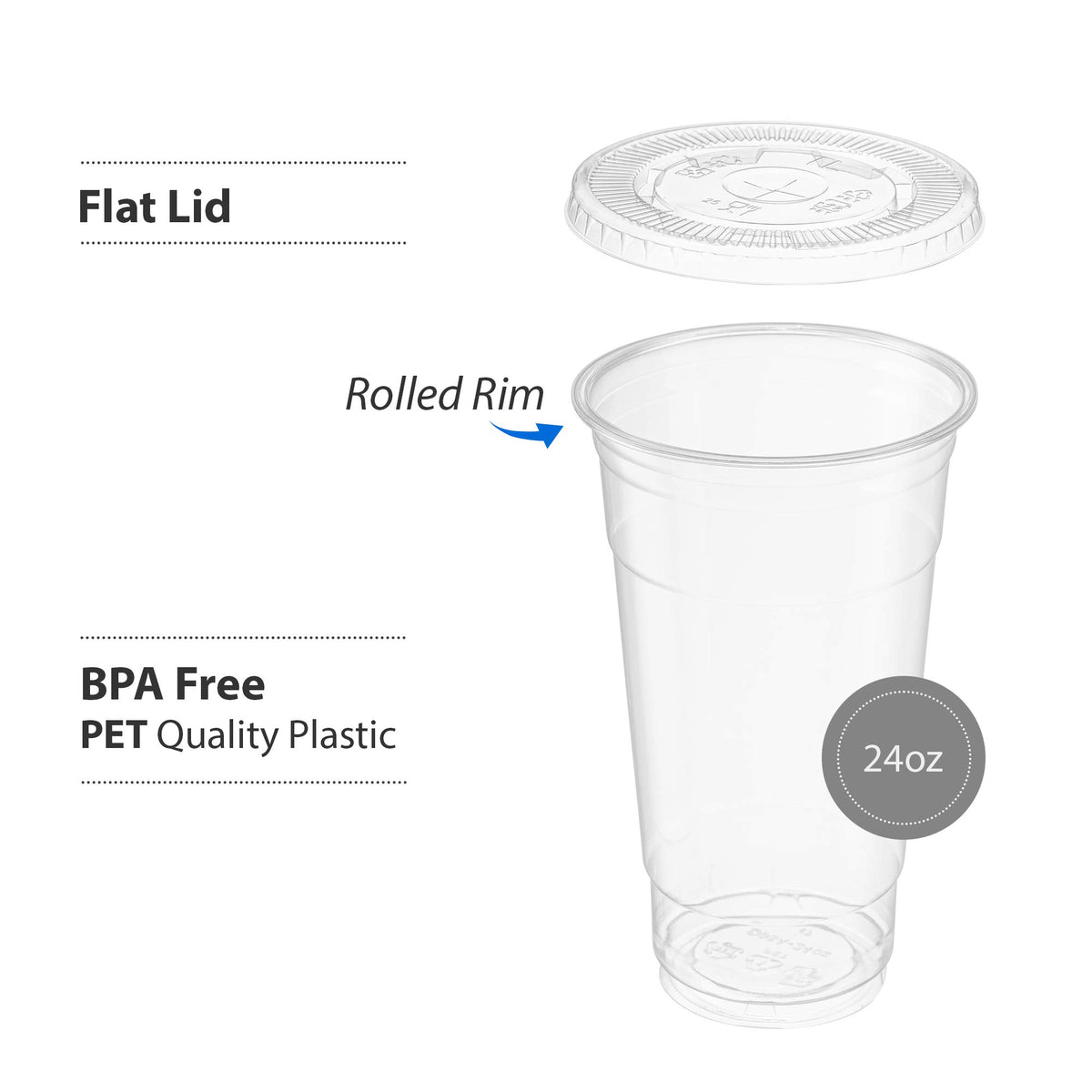 Elegant Disposables [50 Sets - 24 Oz] Crystal Clear Pet Plastic Cups W ...