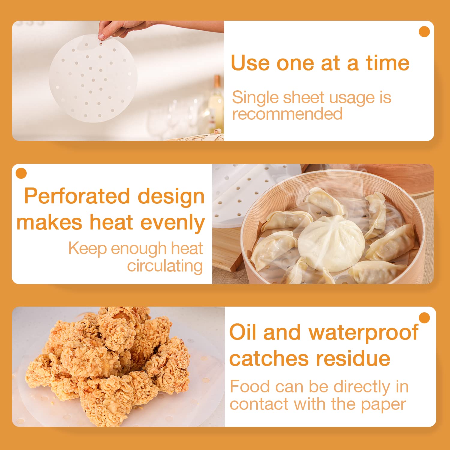 Scove 100Pcs Air Fryer Parchment Paper, 8 Inch Disposable Air Fryer Liners For Steaming Basket, Oven, Cooking, And Baking (White