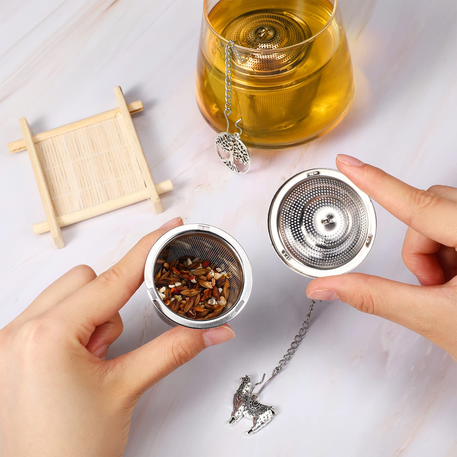 6 Pcs Tea Infusers For Loose Tea Mesh Tea Strainer Infuser Strainer With Extended Chain Hook Stainless Steel Tea Ball Strainer T