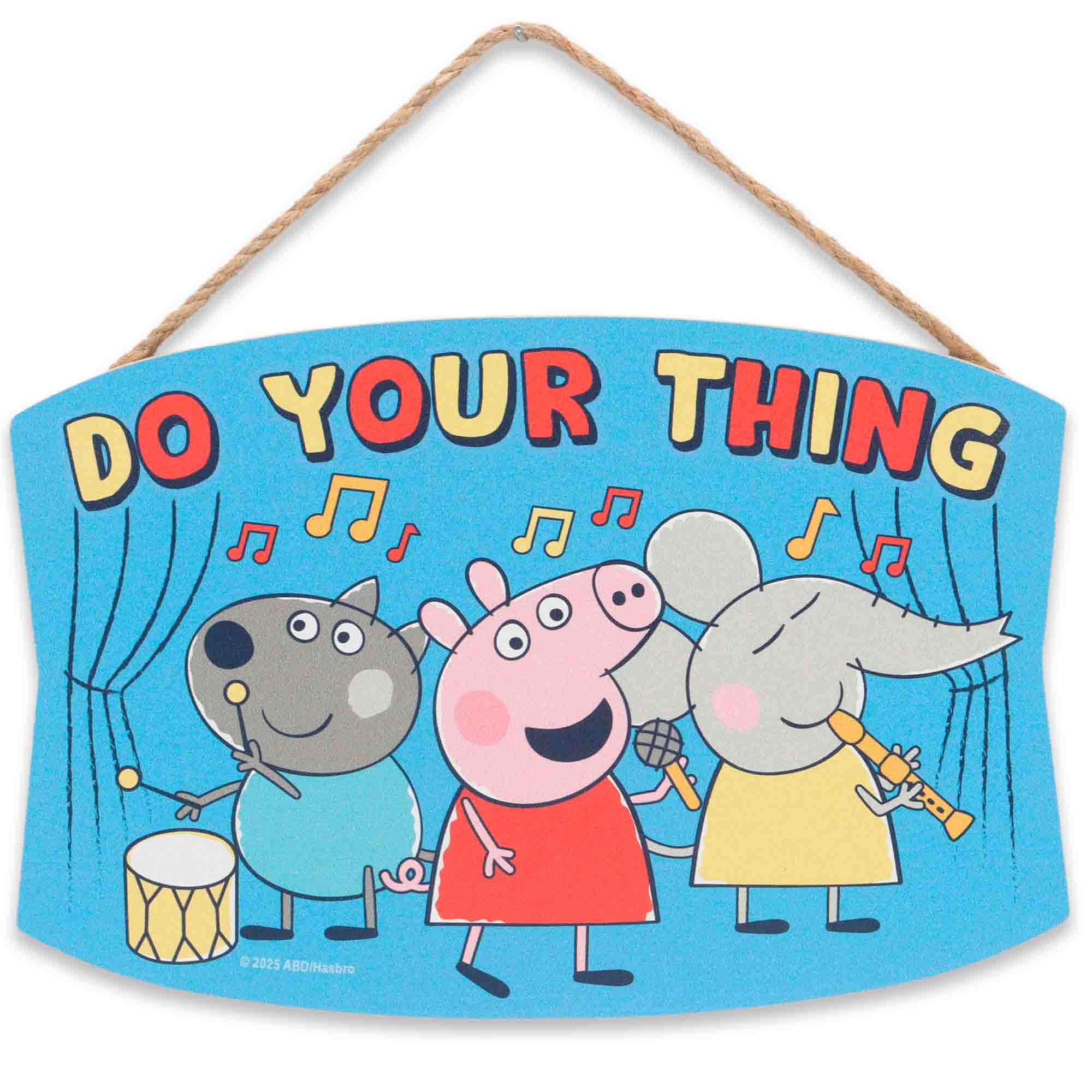 Hasbro Peppa Pig Do Your Thing Hanging Wood Sign - Fun Peppa Pig Wall Decor for Kids Bedroom or Classroom