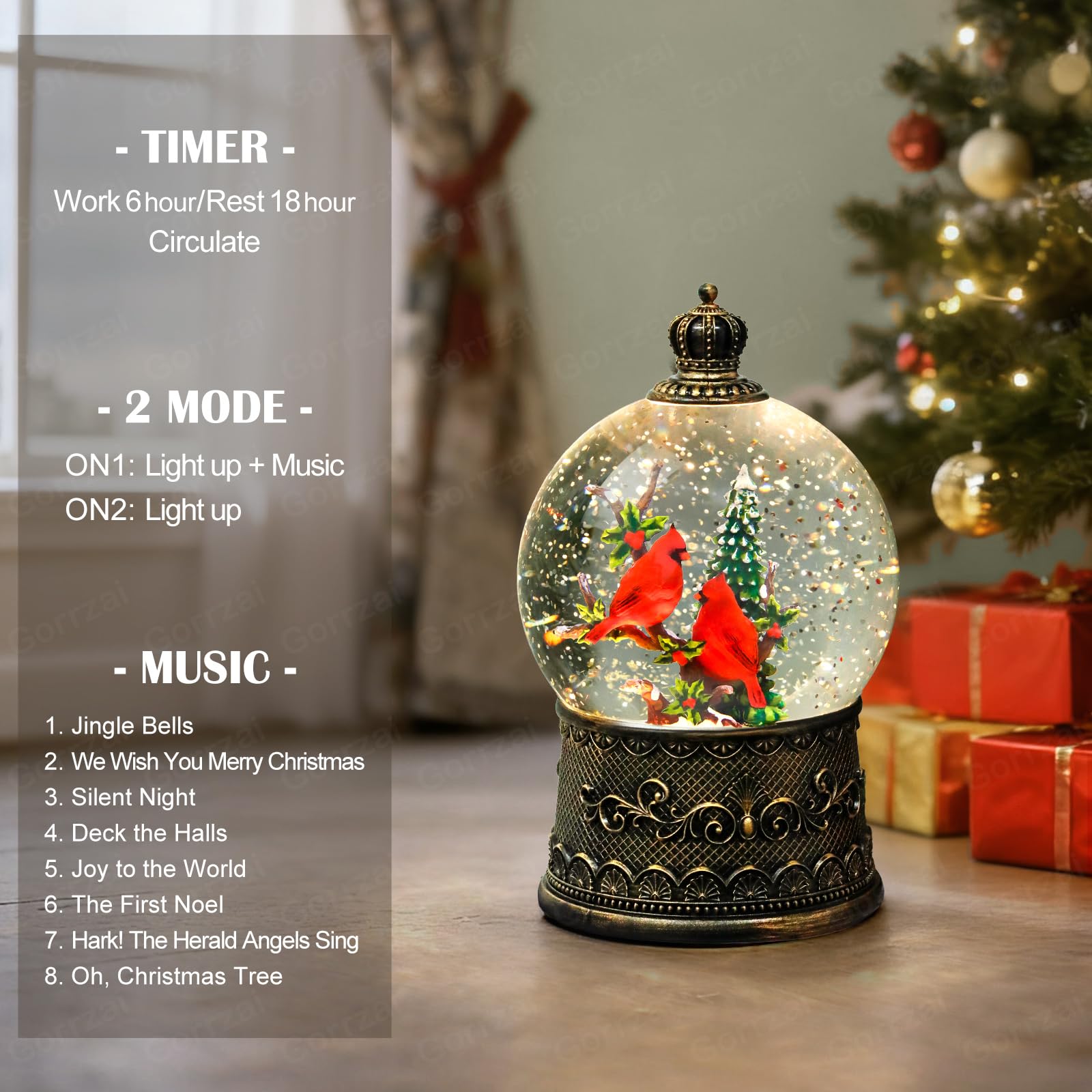 Gorrzai Fall Snow Globe Pumpkin Fall Decorations for Home, Gnome Snow Globe with Turkey Swirling Glitter Timer, Lighted Thanksgi