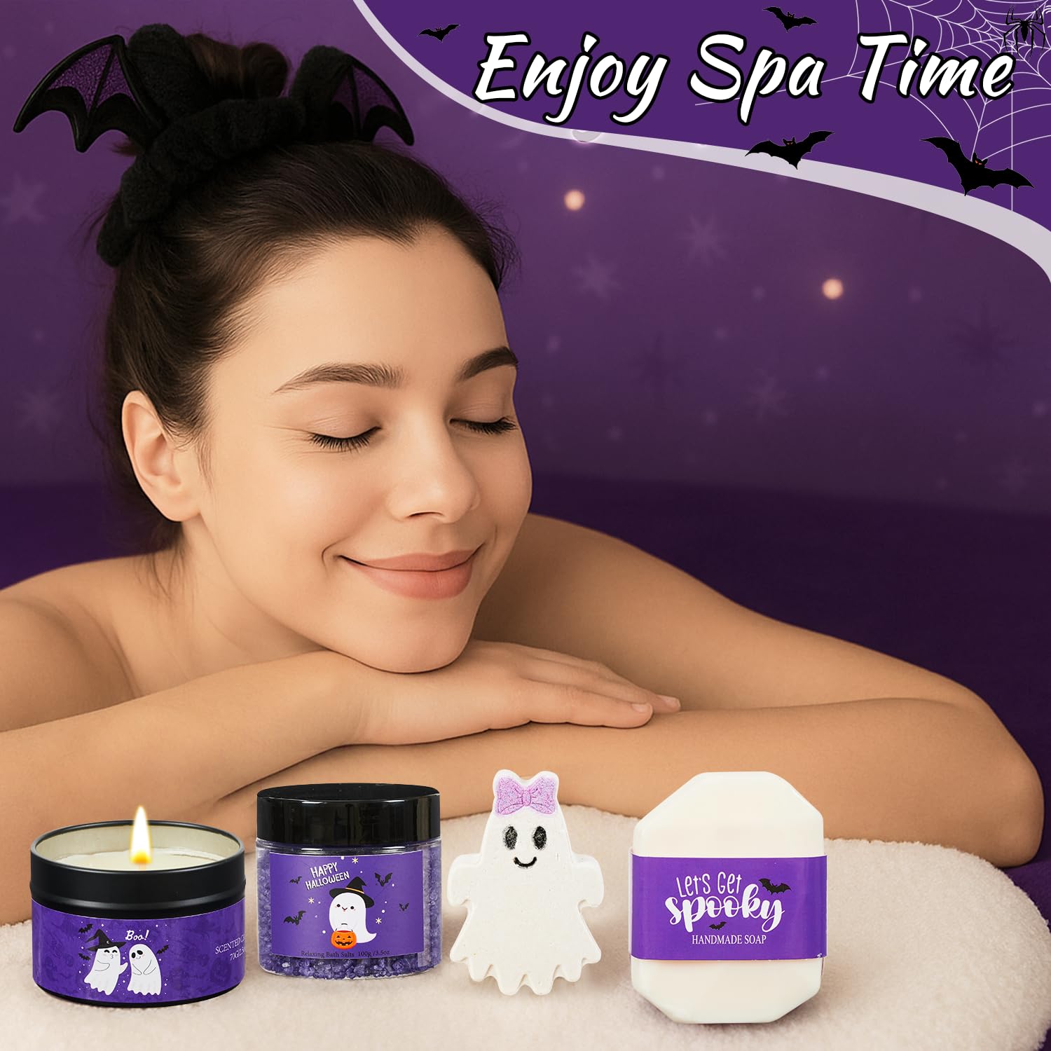 Kederwa Boo Basket Stuffers for Women Teen Girls, Halloween Gifts for Women with Witch Mug Halloween Blanket and Relaxing Spa Gi