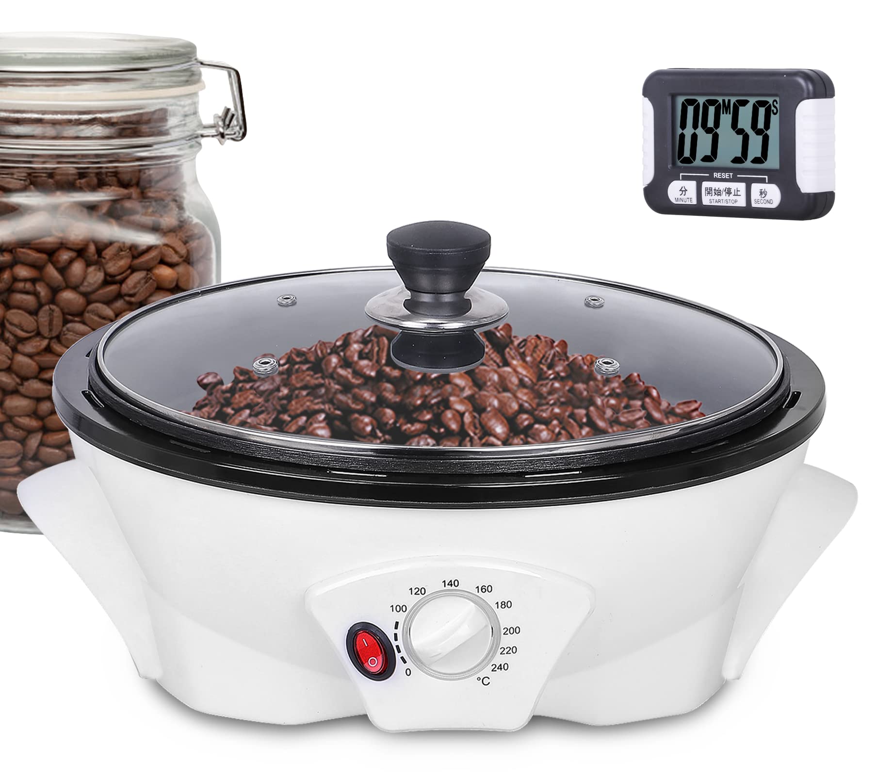 JIAWANSHUN Coffee Roaster Upgraded Electric Coffee Bean Roaster 1.1lb Coffee Roaster for Home Use,0-240? Temperature Adjust&Time