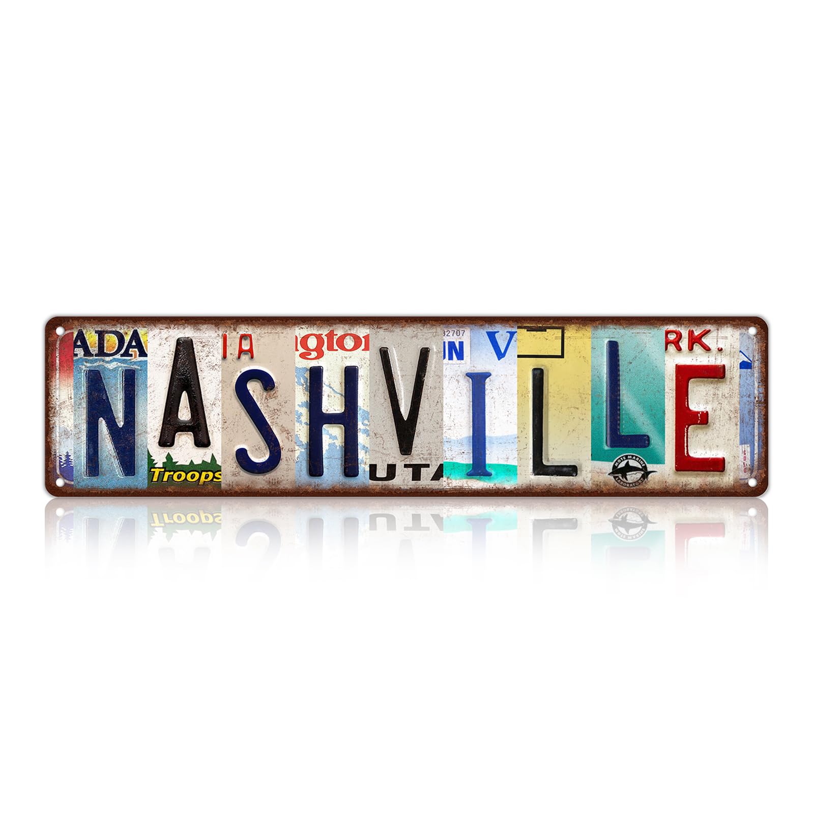 Vintage Nashville Wall Decor Street Signs Music City Metal Tin Signs 16 x 4 Inches