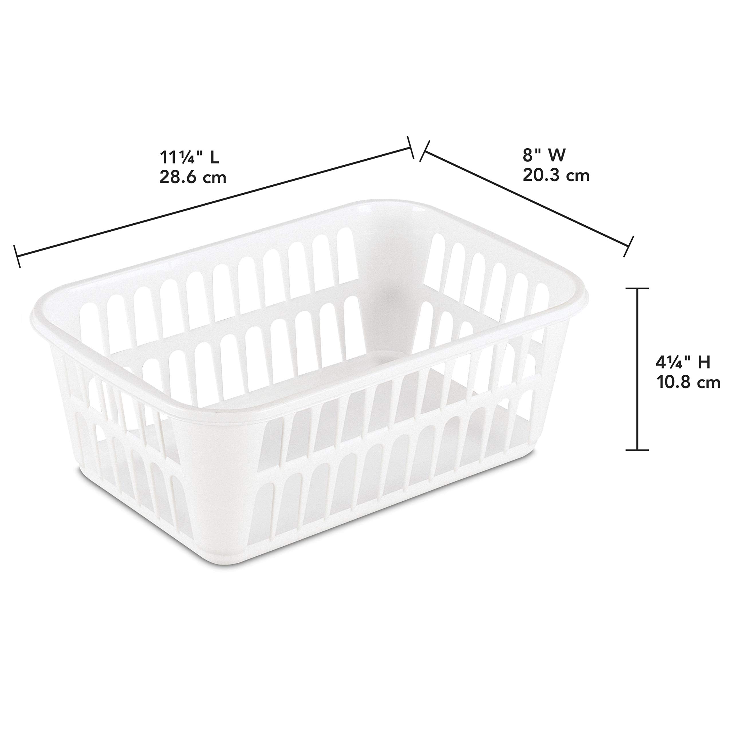 Sterilite Storage Basket, Plastic Basket To Organize Closets, Shelves Or Countertops In The Kitchen Or Bathroom, White, 48-Pack
