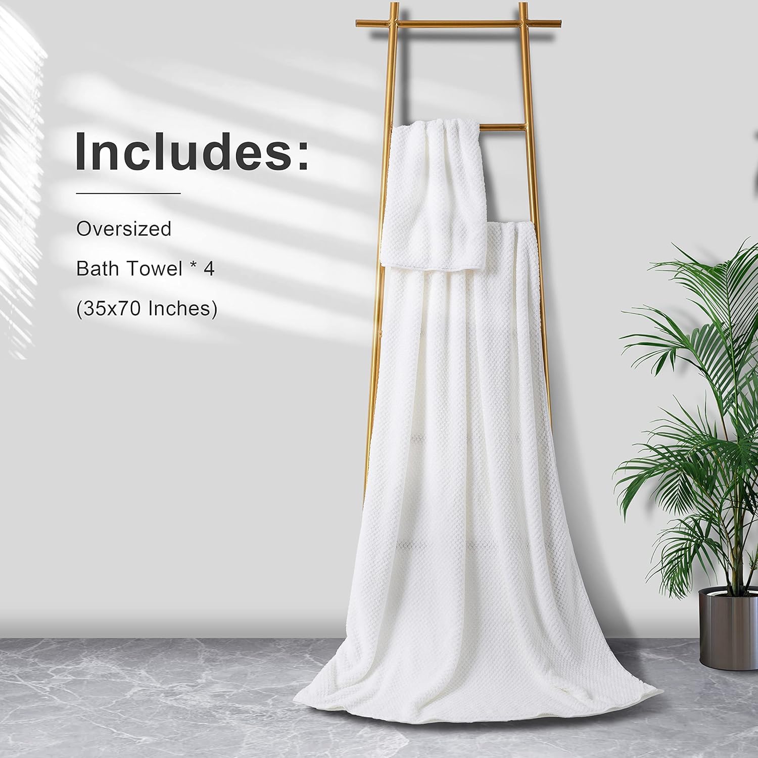 Smuge Bath Towel Set, 4-Piece 35X70 Inches, Extra Large Microfiber Bath Towels, Quick Dry, Lightweight, Soft, Highly Absorbent,