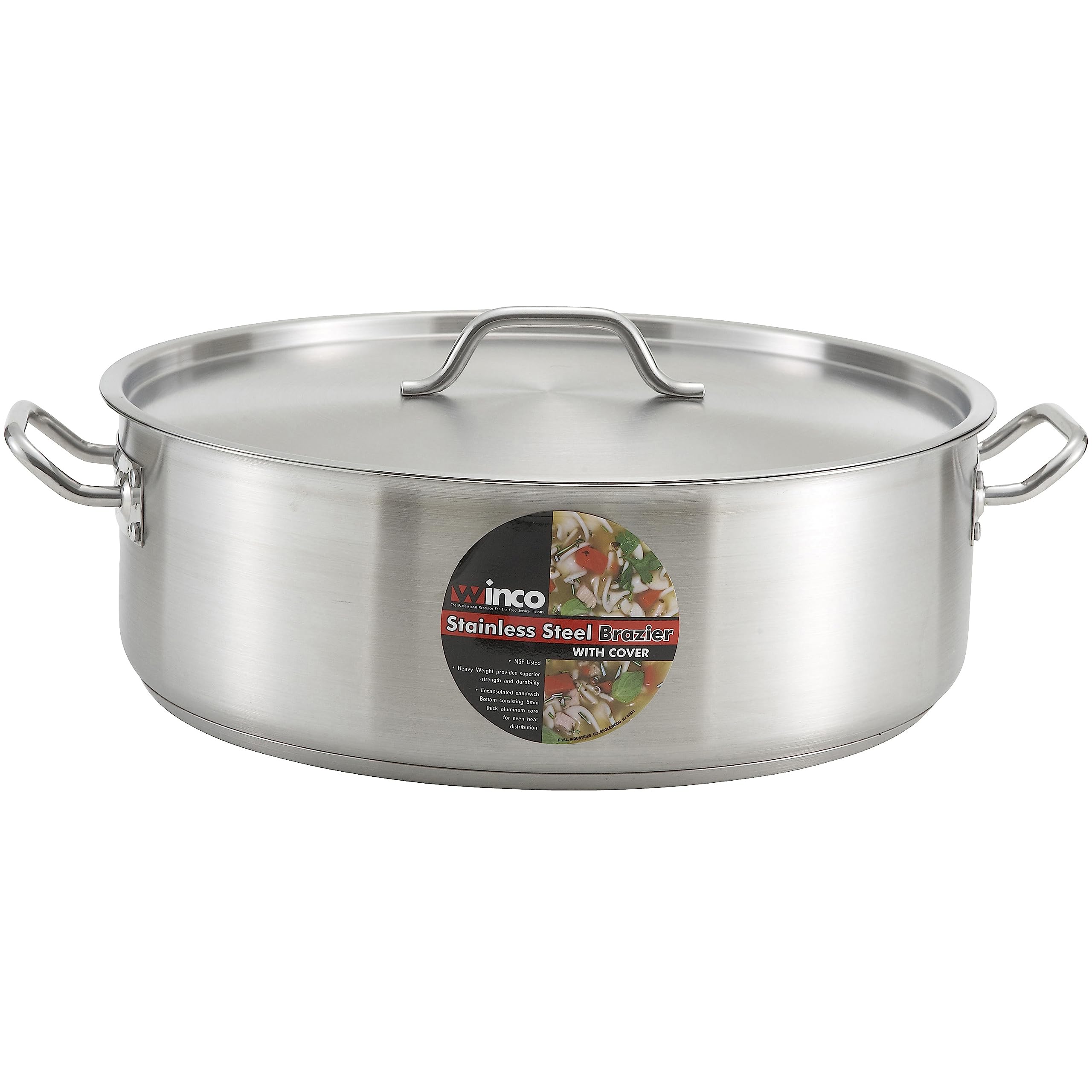 Winware Cookware Winware - Stainless Steel 25 Quart Brasier With Cover – Homenkitchenshop