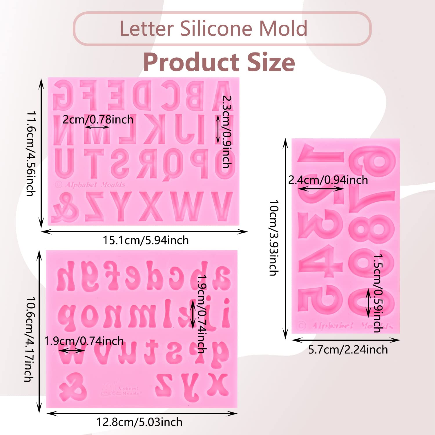 Miyahouse Letter Molds Silicone Uppercase Lowercase Alphabet Number Fondant Mold For Chocolate Covered Strawberries Birthday Par