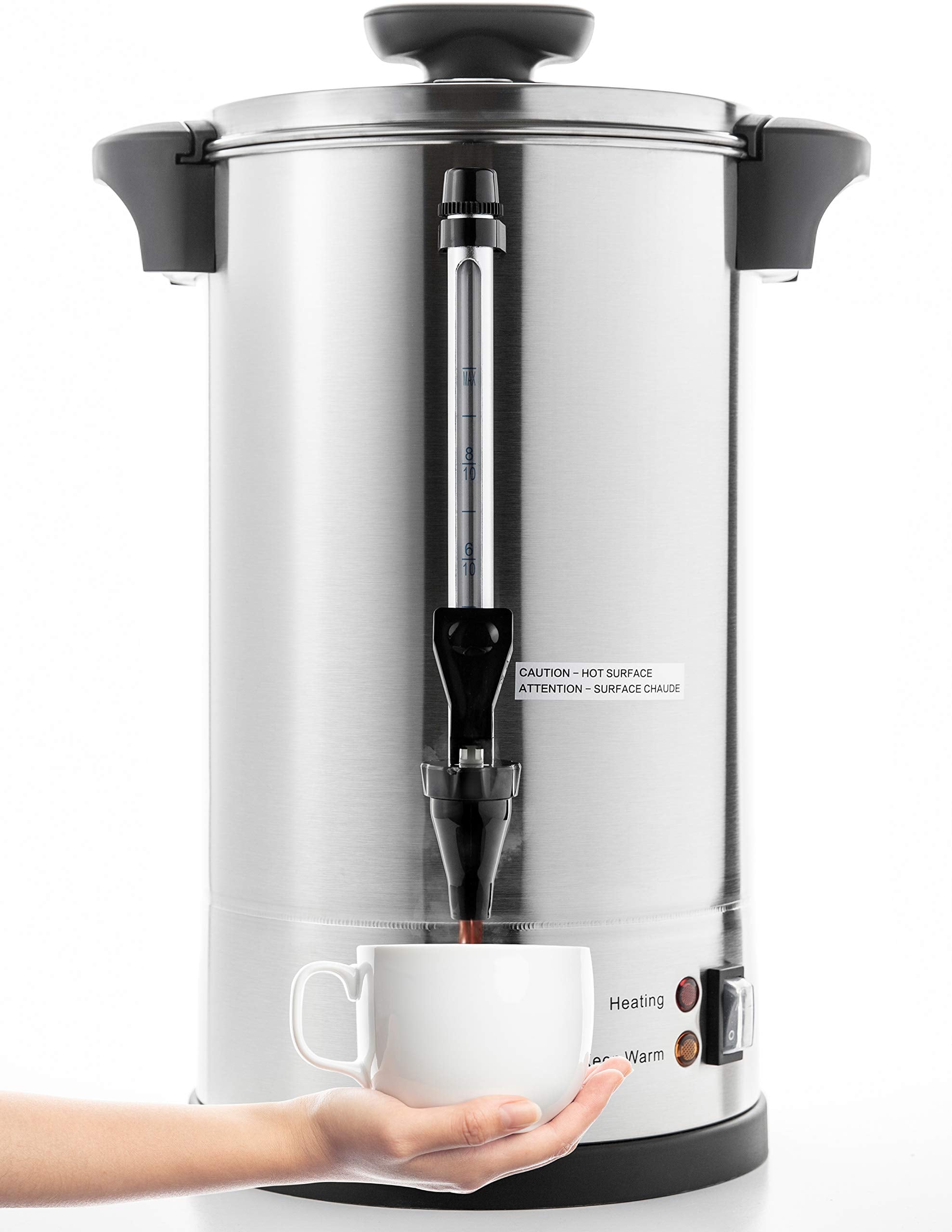Sybo Sr-Cp-50B Commercial Grade Stainless Steel Percolate Coffee Maker Hot Water Urn For Catering, 50-Cup 8 L, Metallic