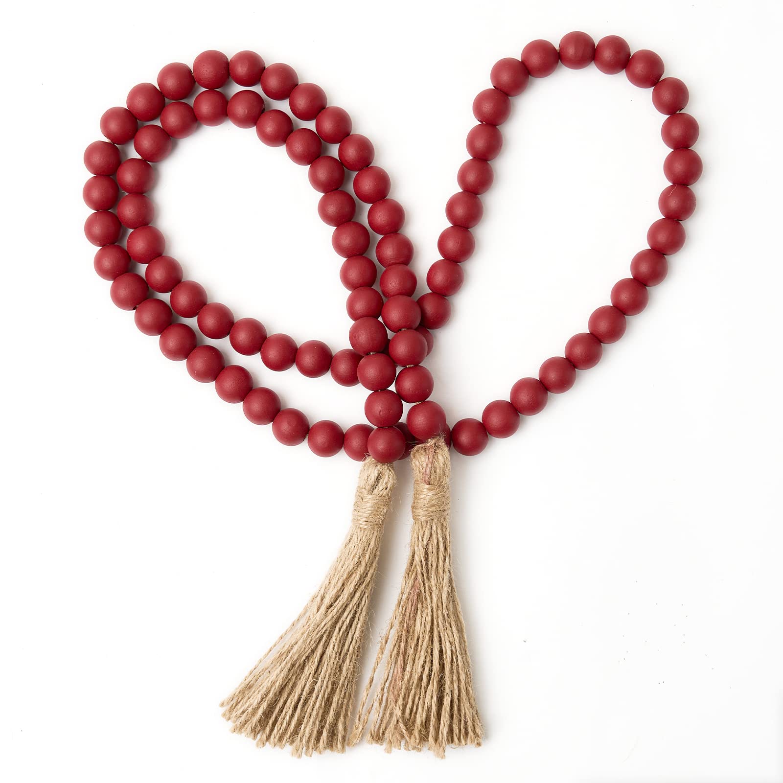 OMISHE 59in Wood Bead Garland with Tassels, Wooden Beads Garland, Decorative Beads Garland Decor, Farmhouse Beads Garland for Wa