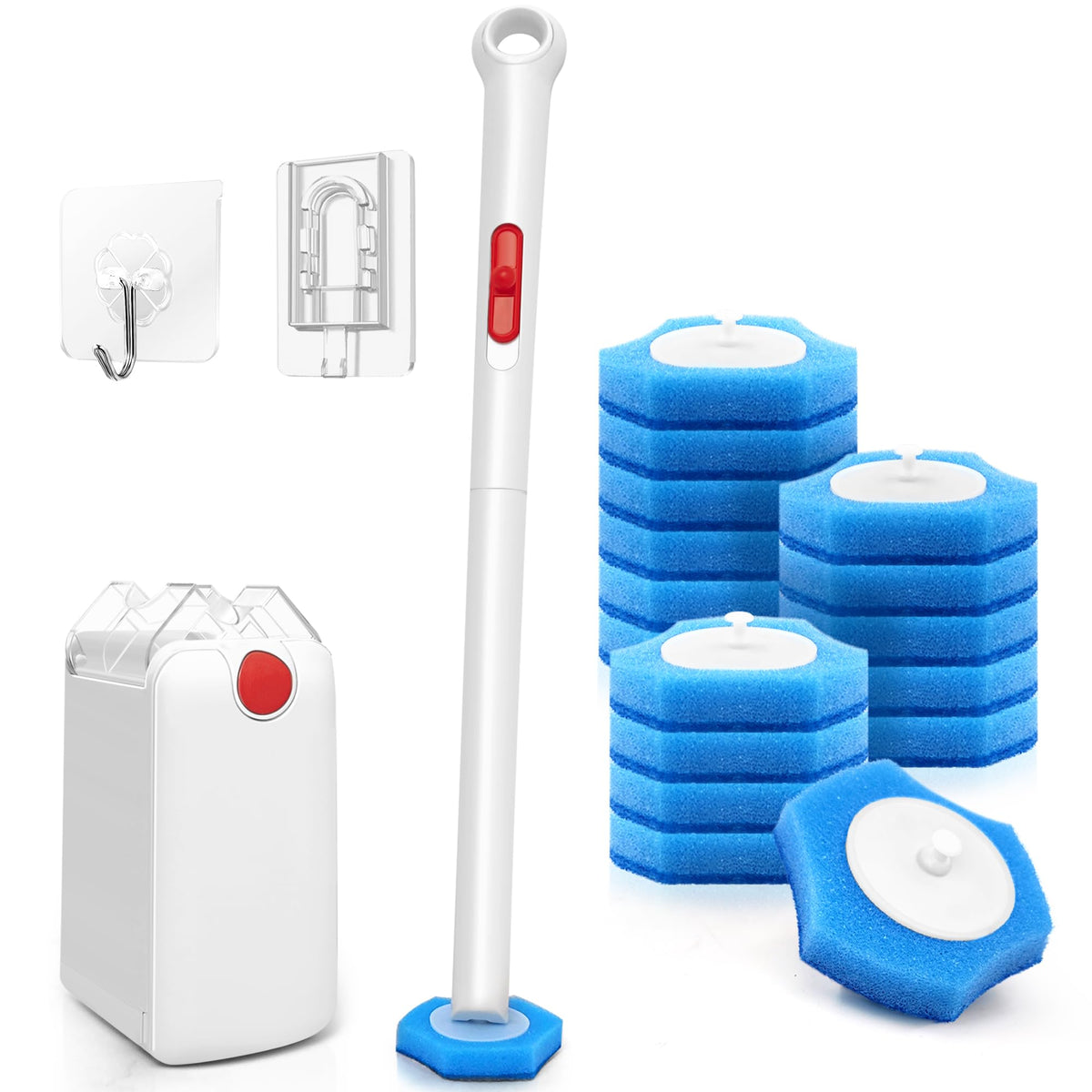 Jehonn Disposable Toilet Bowl Cleaner Wand With Upgraded Clamping System, Wall Mounted Bathroom Scrubber Brush For Bathtub Sink