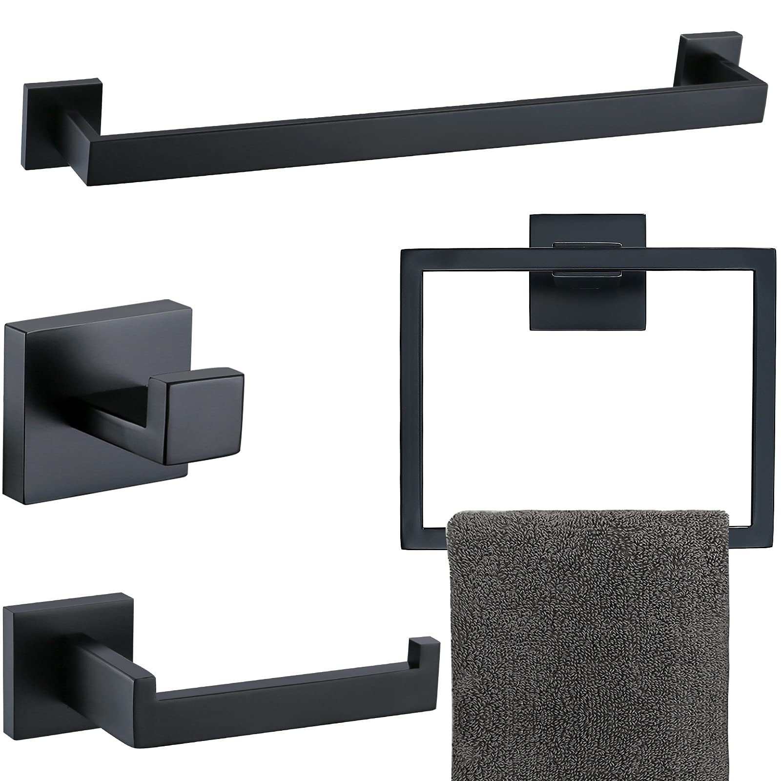 Matte Black Bathroom Accessories Bath Accessories Set Towel Racks For Bathroom Towel Holder Black Bathroom Hardware Set Black Ba