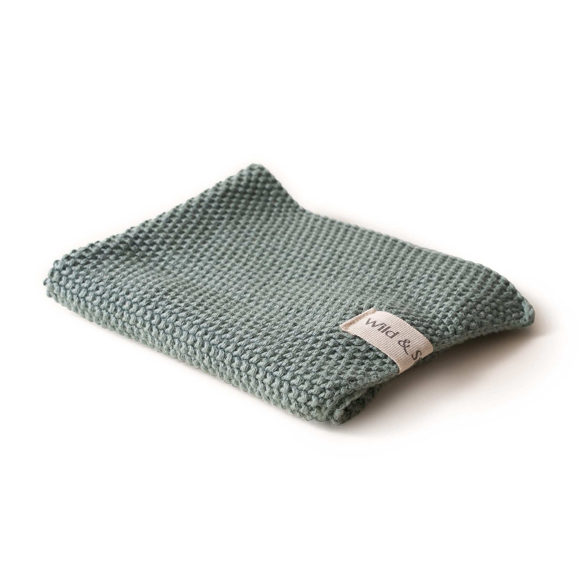 Wild & Stone | Organic Cotton Dish Cloth | Eco-Friendly Kitchen Cloth | Biodegradable & Compostable Cleaning Cloth | Moss Green