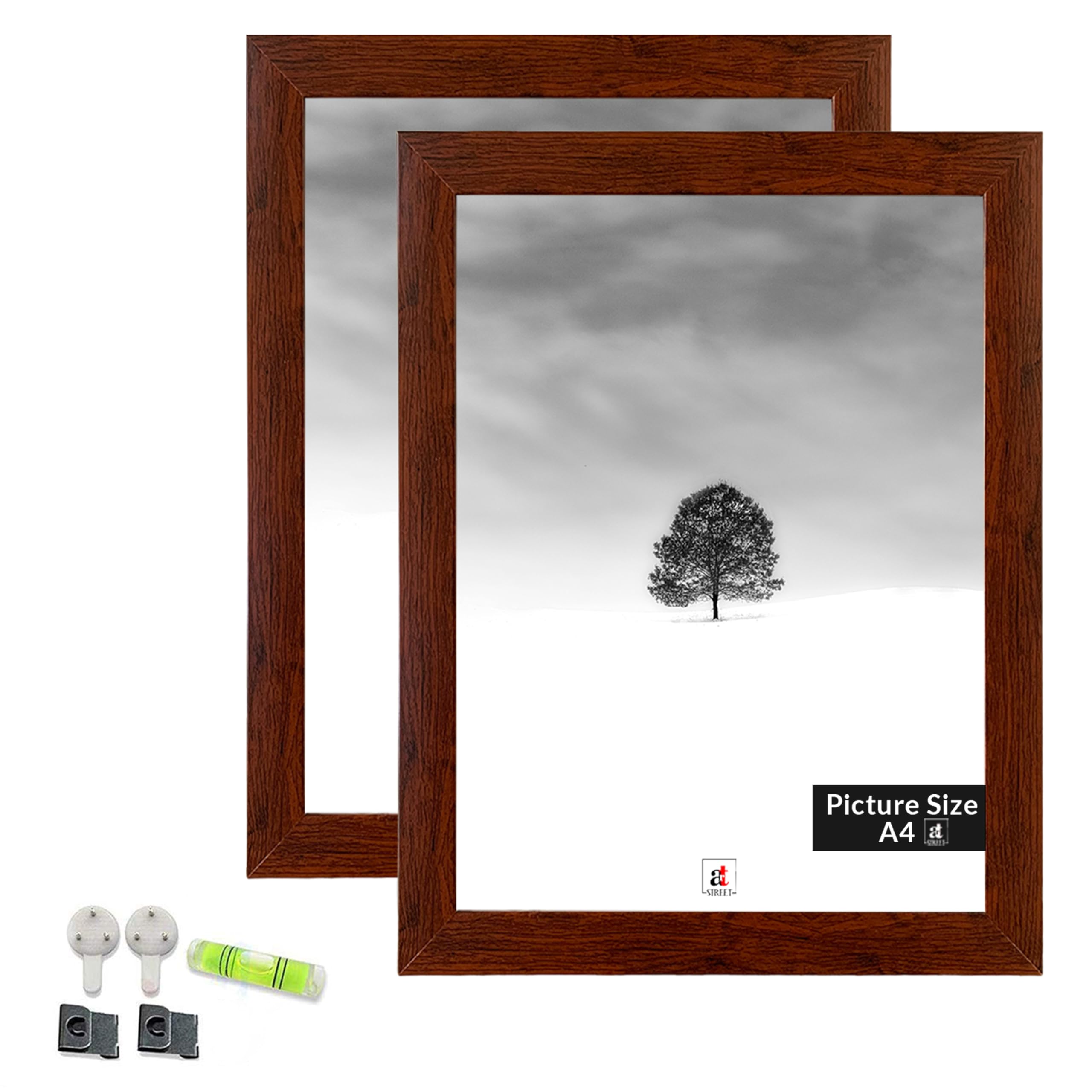 Art Street A4 Size Certificate, Document Photo Frames Set Of 2 For Home Decoration, Living Room, Office Decoration (Brown, Size: