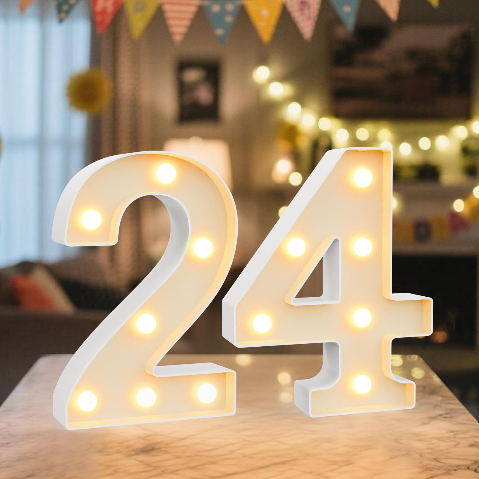 NANXU LED Marquee Light Up Numbers Sign - Lighted Birthday Numbers Sign for 24th Birthday Party Decoration, Bar Wall, Home, Tabl