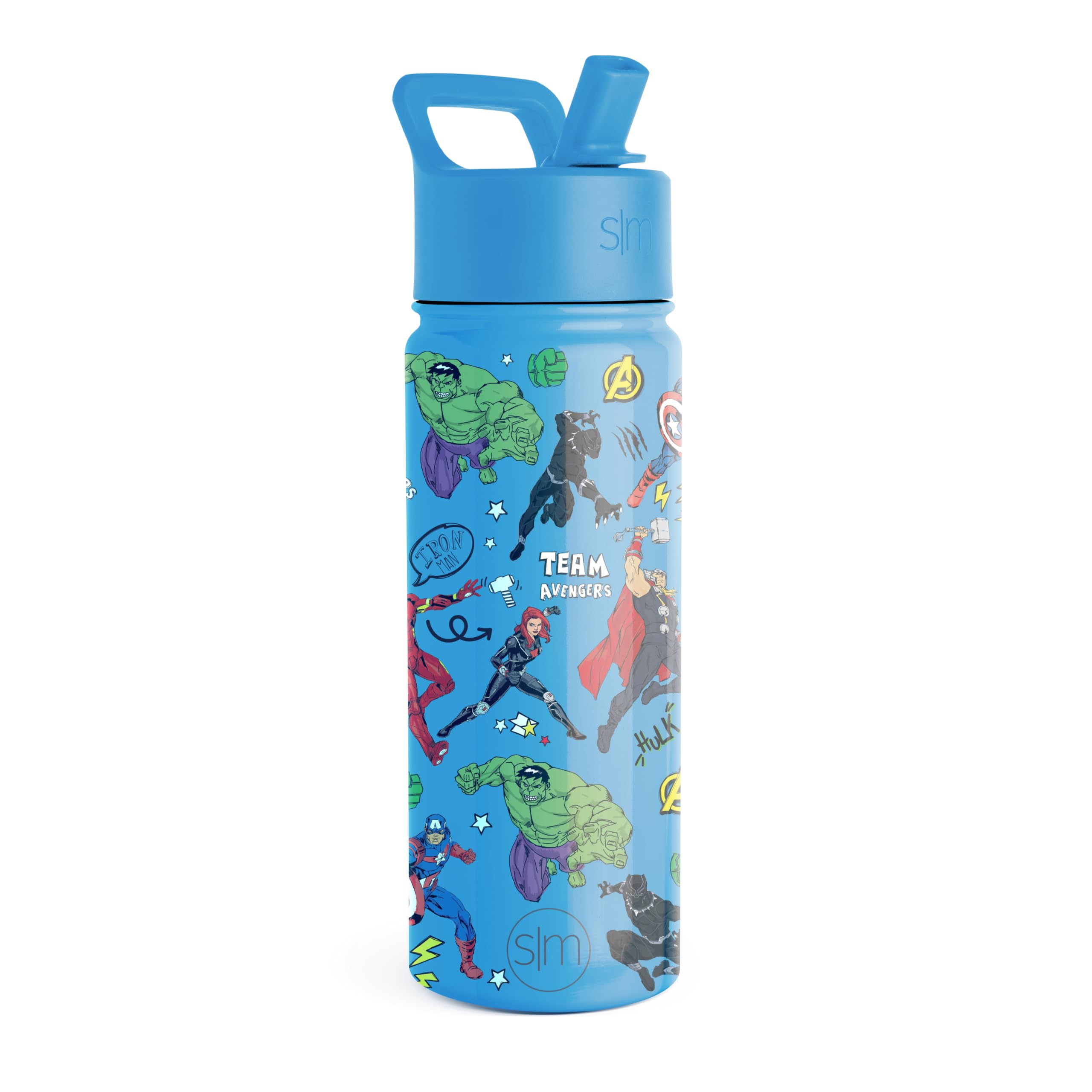 Simple Modern Marvel Avengers Kids Water Bottle with Straw Lid | 18oz Insulated Stainless Steel Kids Tumbler & Spill Proof Toddl