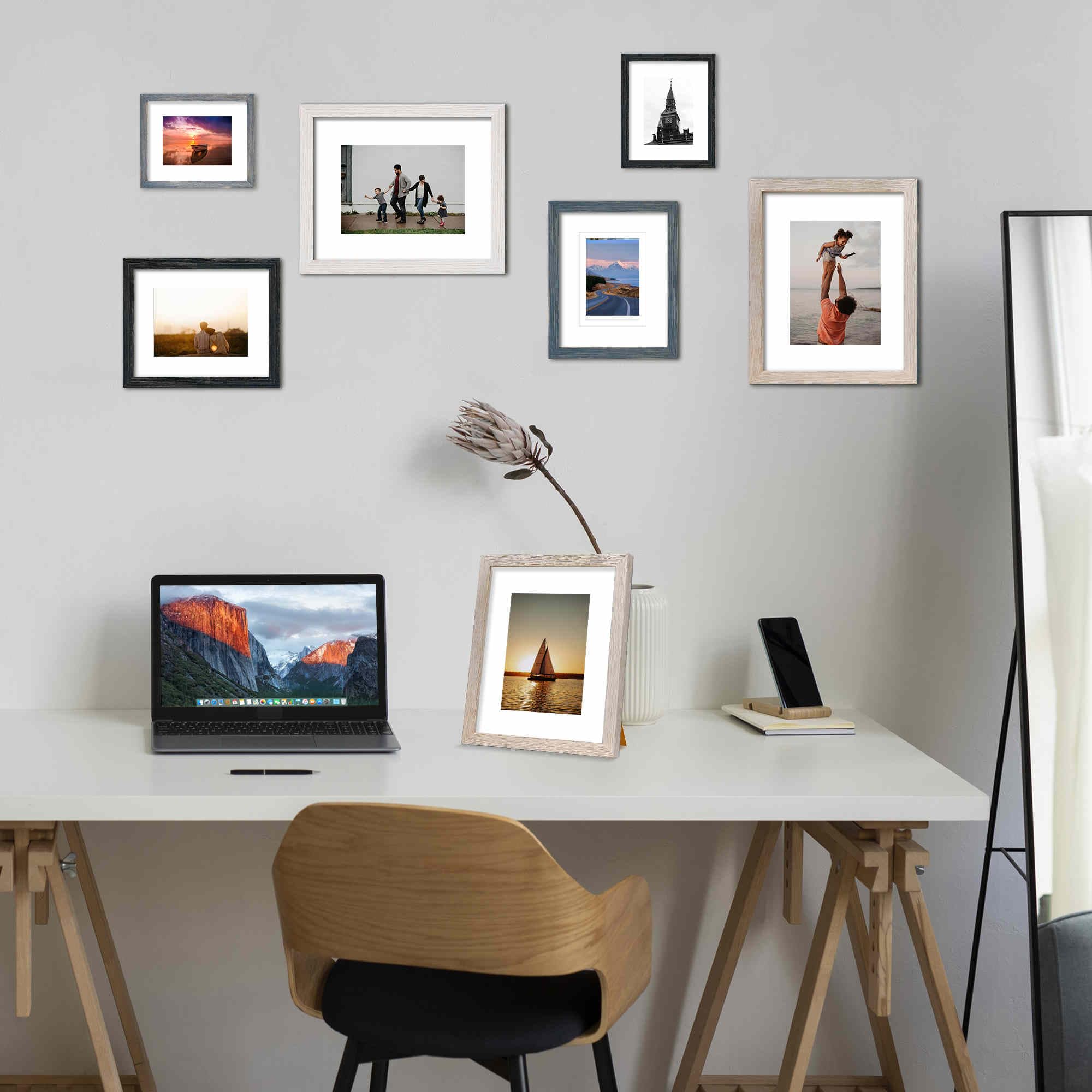 5x7 Hanging Picture Frames,Solid Wood,Not Glass,Display Pictures 3.5x5,4x6 with Mat or 5x7 Without Mat,Stable Sturdy Picture Fra